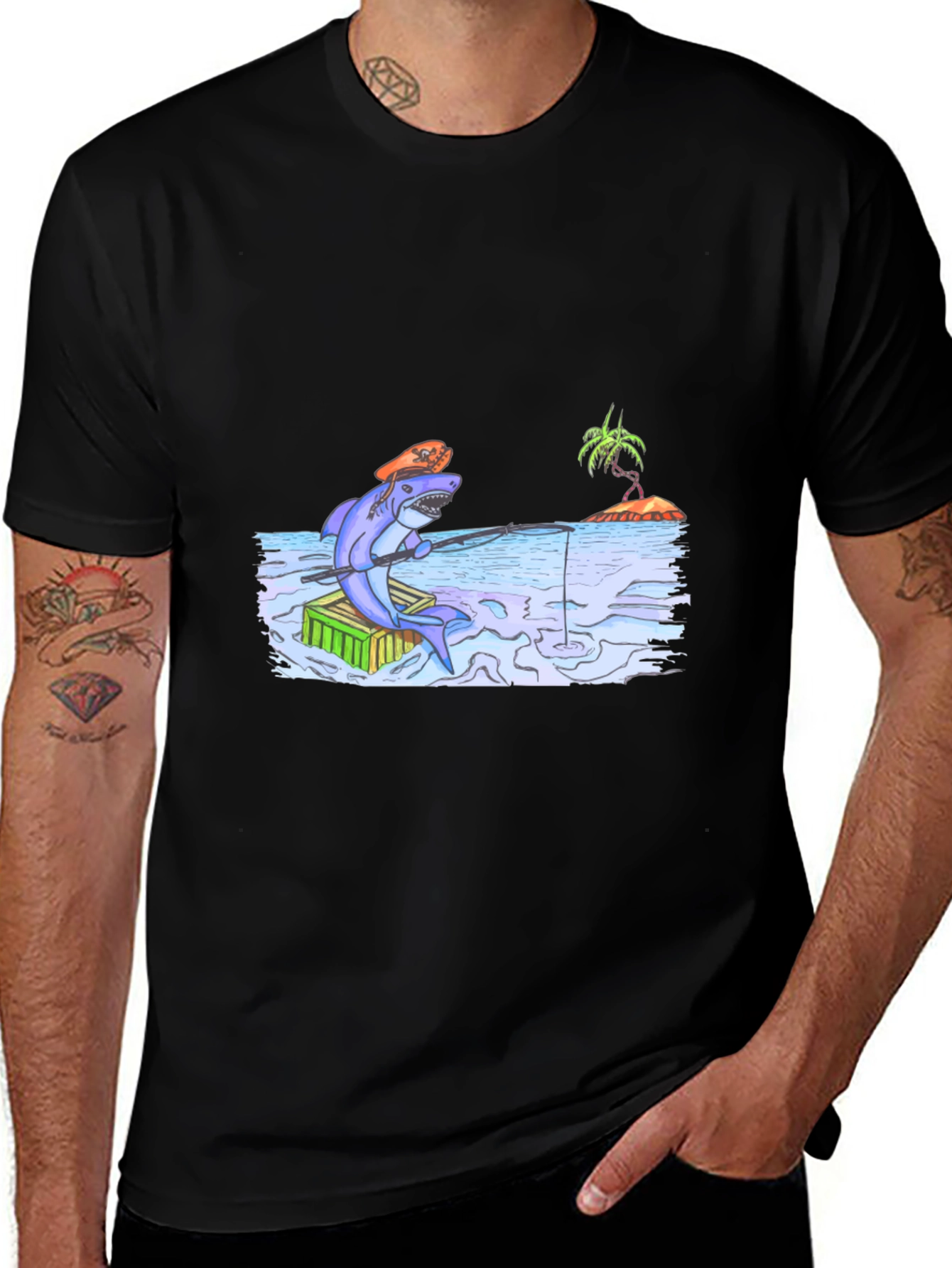 Shark Fisherman Graphic T-Shirt
