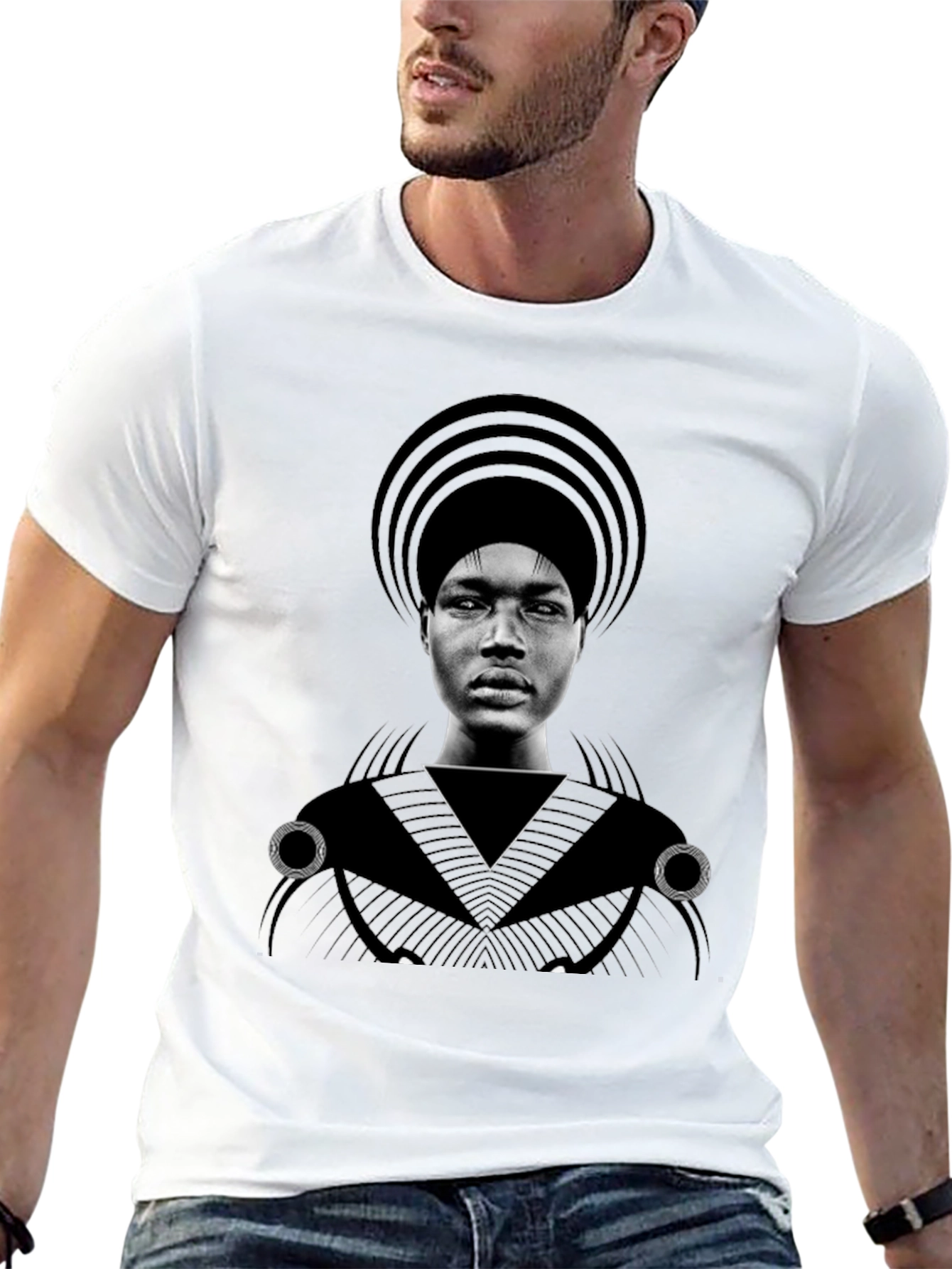 Graphic T-Shirt - Man with Headdress Design