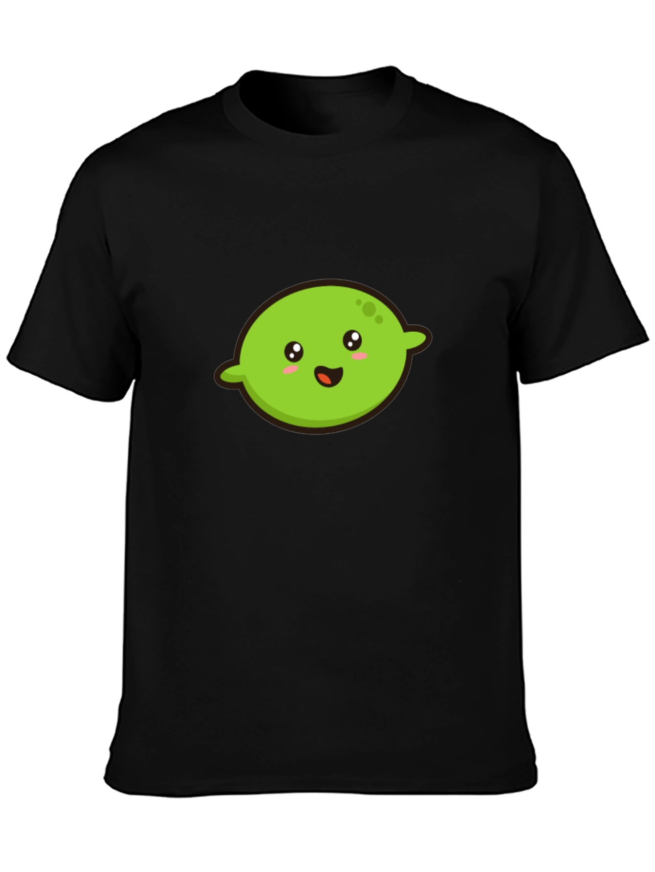 Kawaii Lime Graphic Tee - Black Cotton T-Shirt