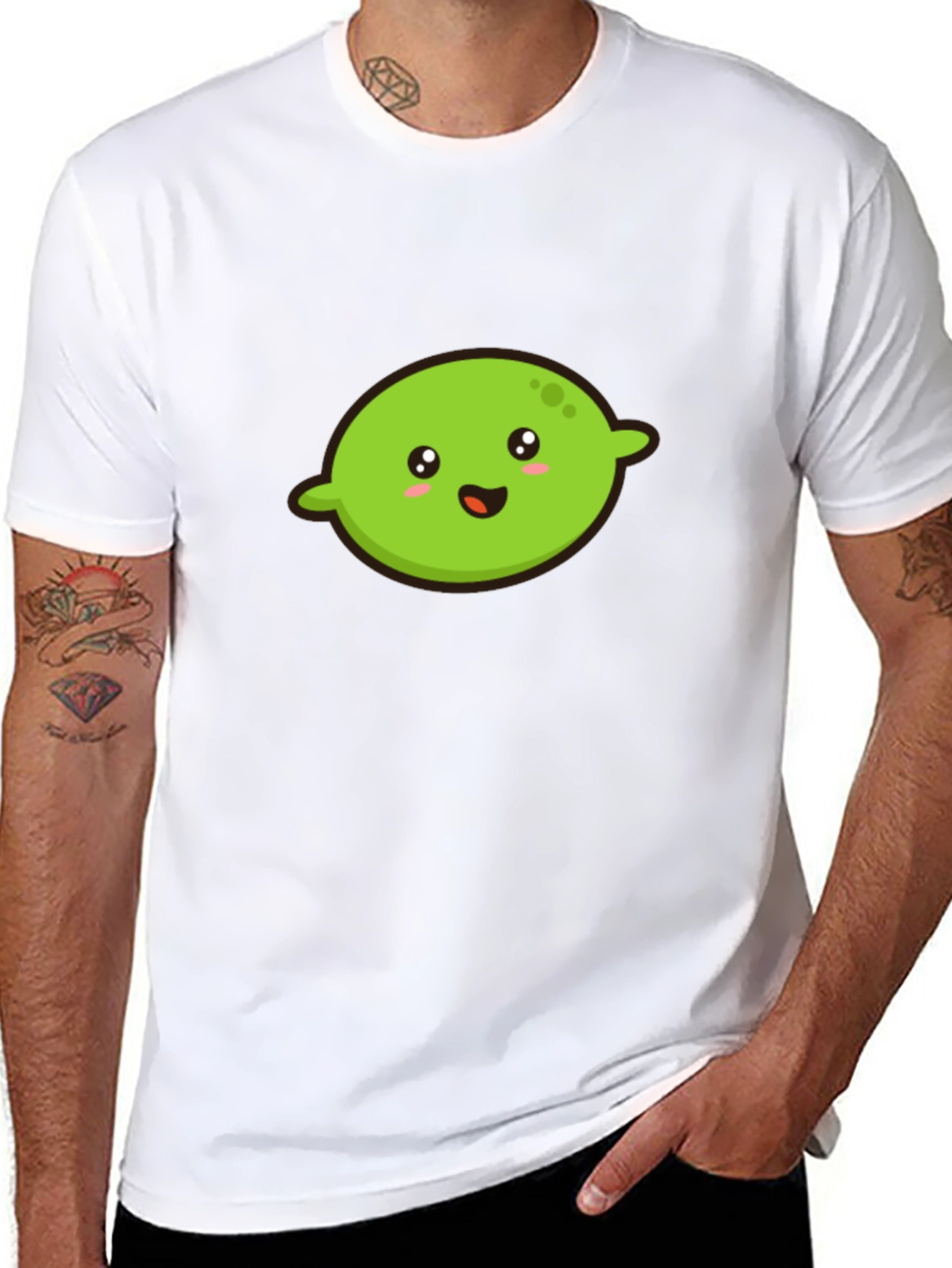 Kawaii Lime Graphic Tee - Black Cotton T-Shirt