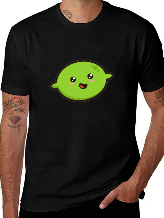 Kawaii Lime Graphic Tee - Black Cotton T-Shirt