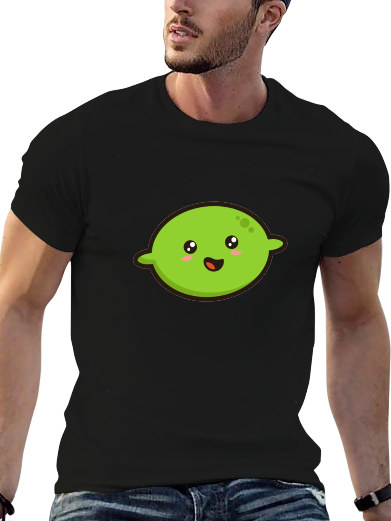 Kawaii Lime Graphic Tee - Black Cotton T-Shirt