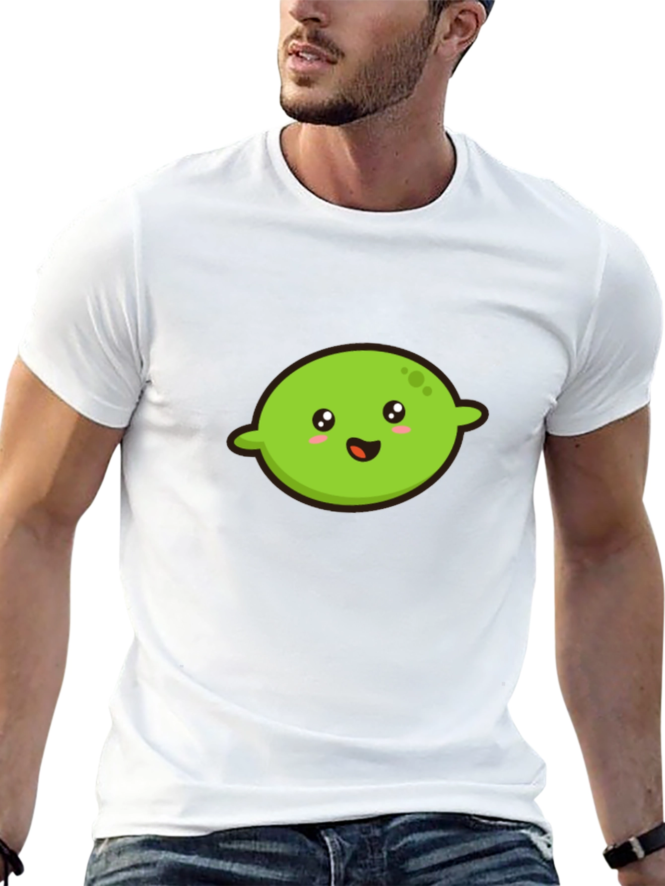 Kawaii Lime Graphic Tee - Black Cotton T-Shirt