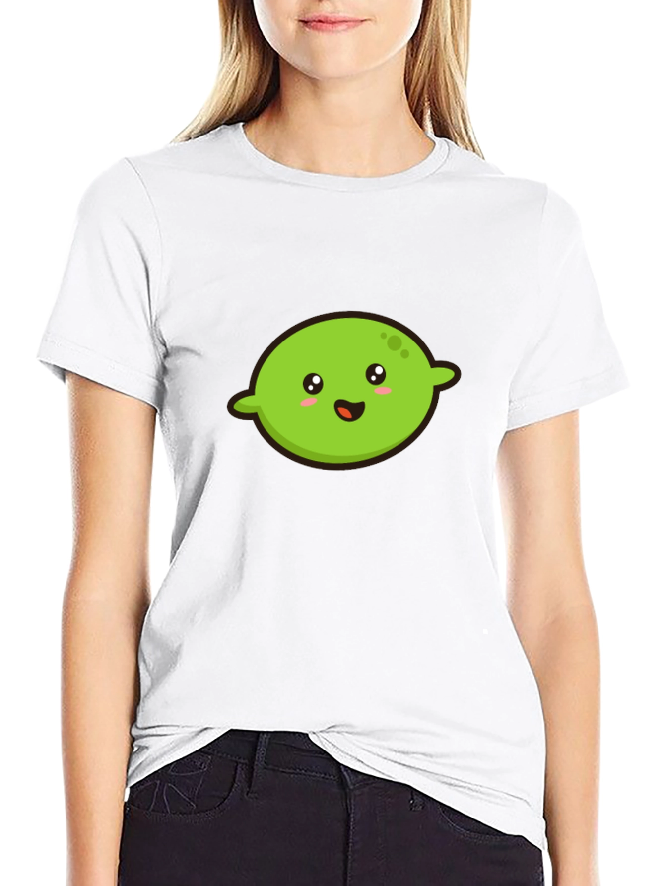 Kawaii Lime Graphic Tee - Black Cotton T-Shirt