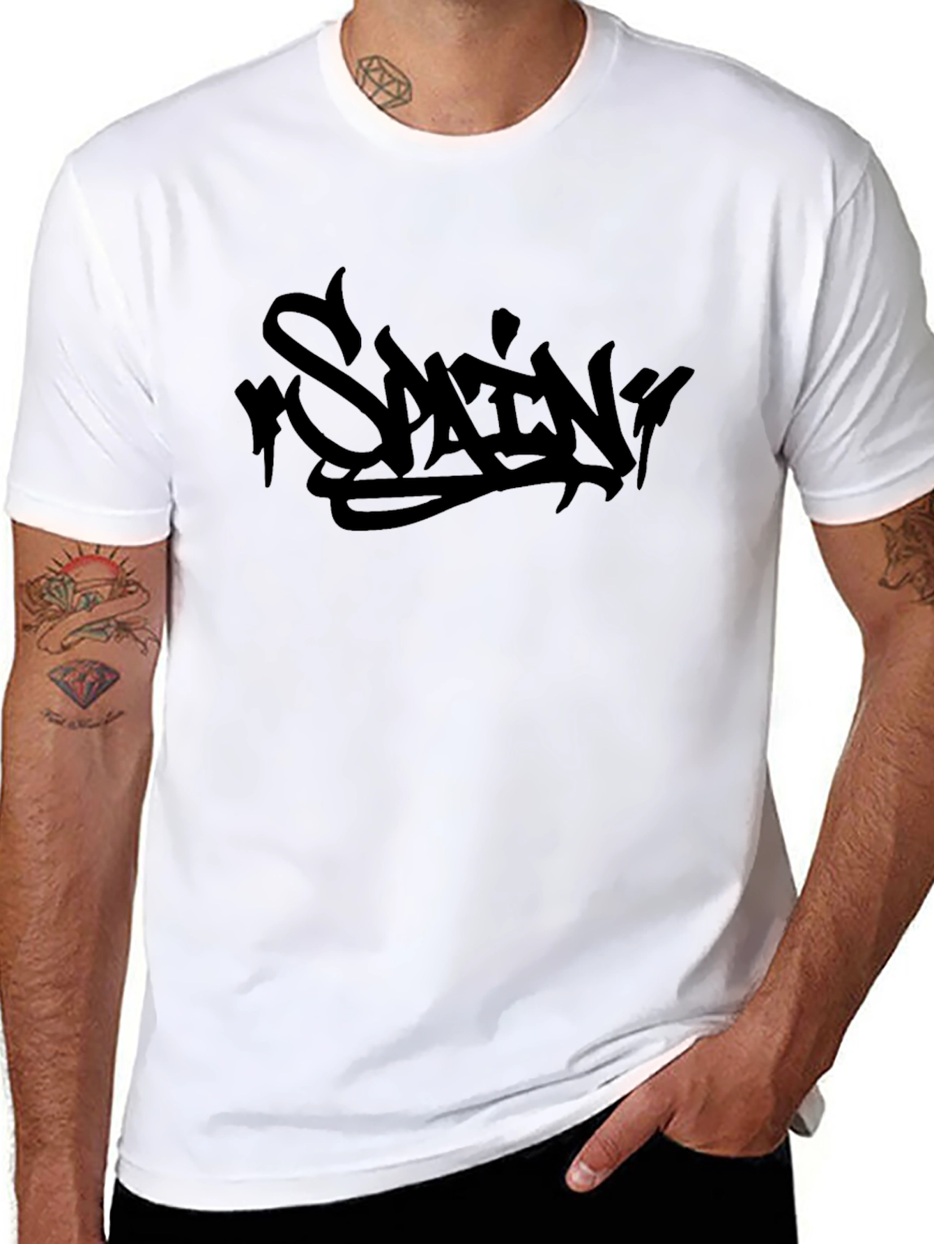 Spain Graffiti Graphic Black T-Shirt