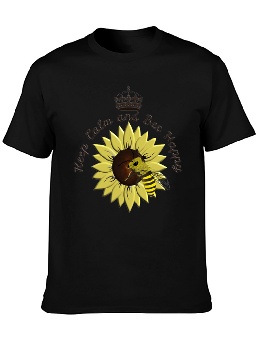 Keep Calm and Bee Happy Sunflower T-Shirt
