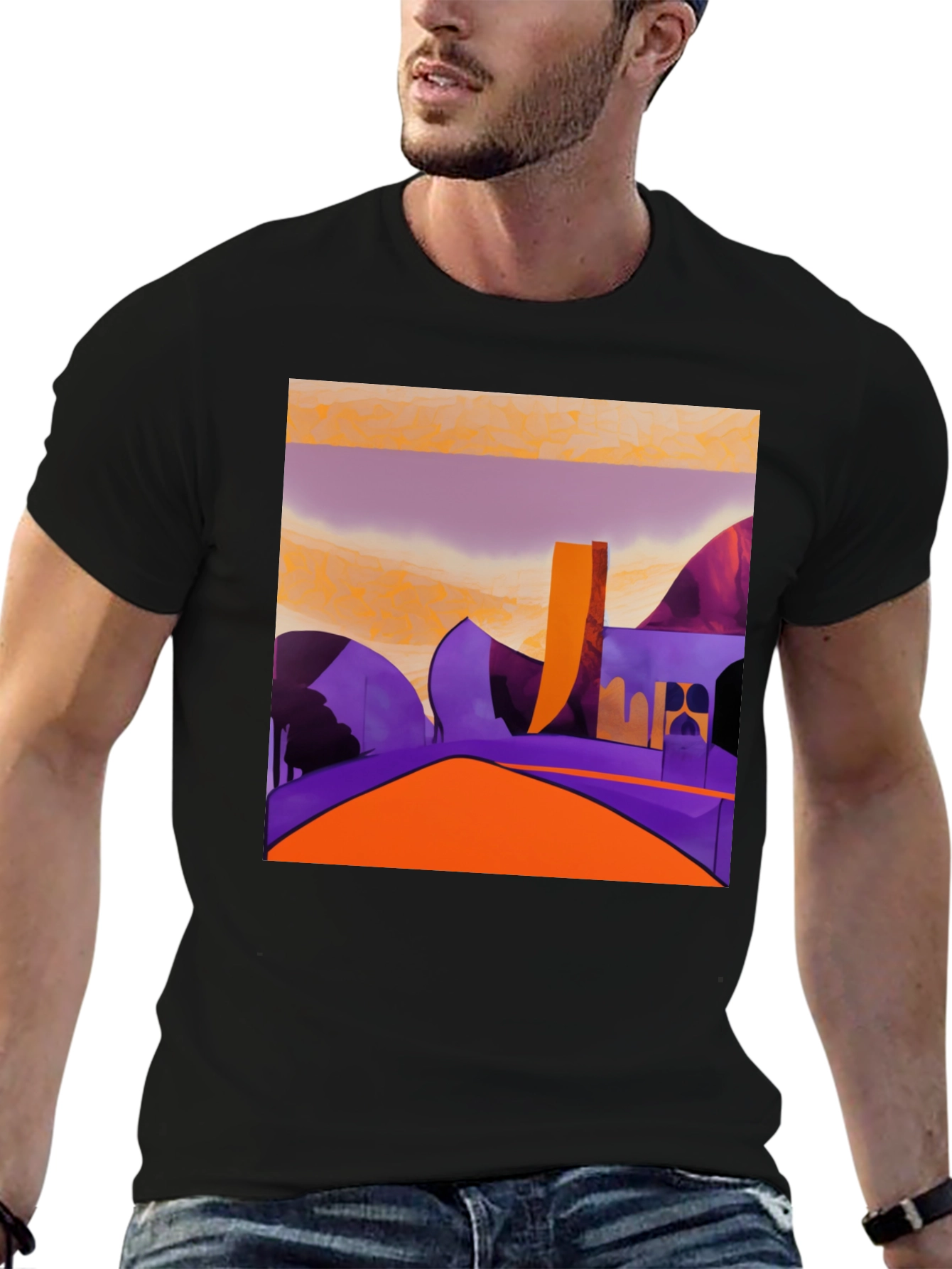 Abstract Landscape Graphic Tee - Modern Art Shirt