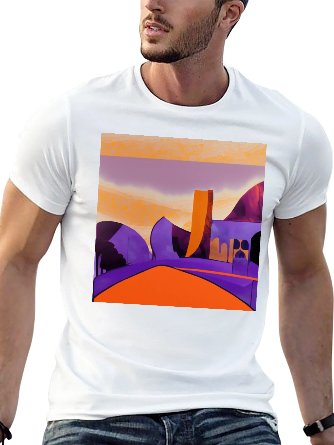 Abstract Landscape Graphic Tee - Modern Art Shirt
