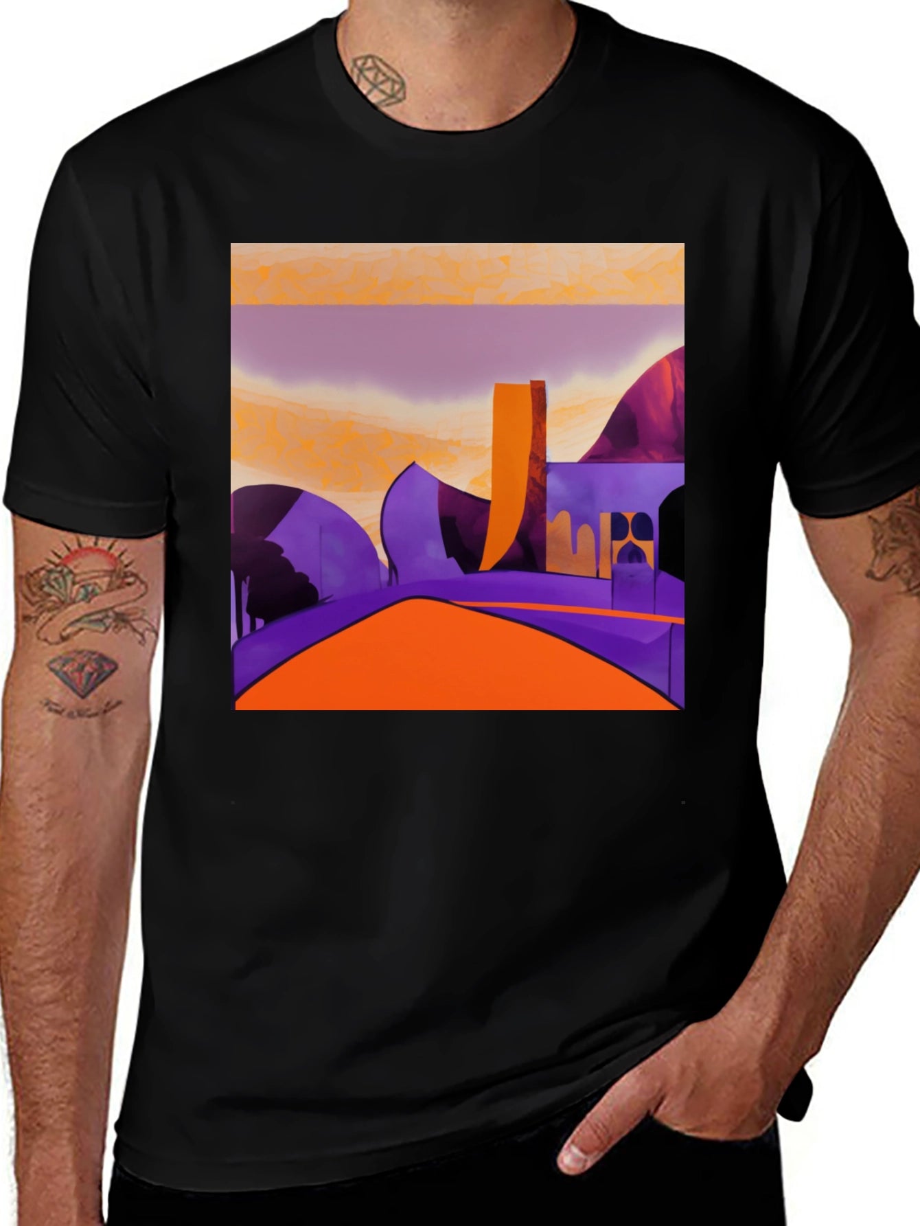 Abstract Landscape Graphic Tee - Modern Art Shirt