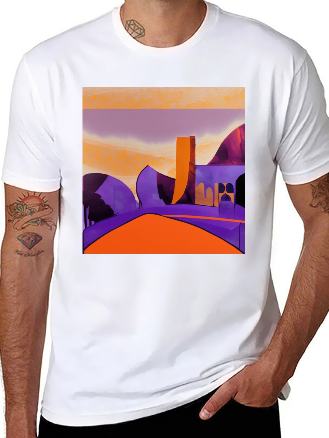 Abstract Landscape Graphic Tee - Modern Art Shirt