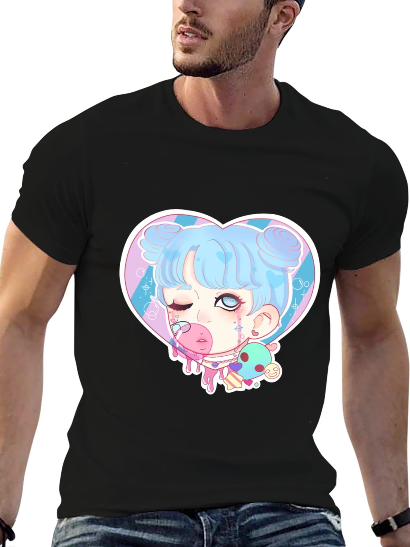 Goth Kawaii Girl Heart Graphic Tee