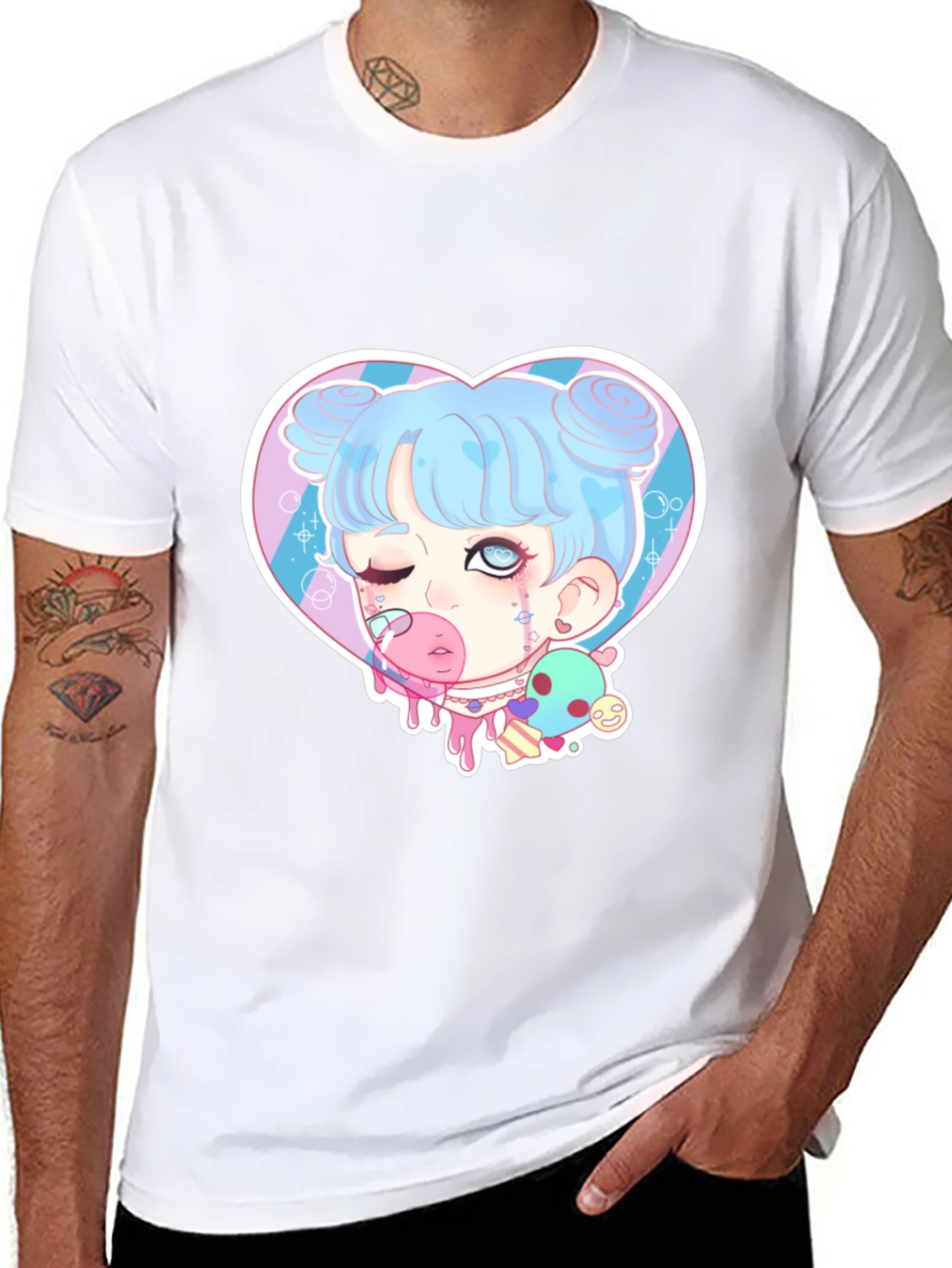 Goth Kawaii Girl Heart Graphic Tee