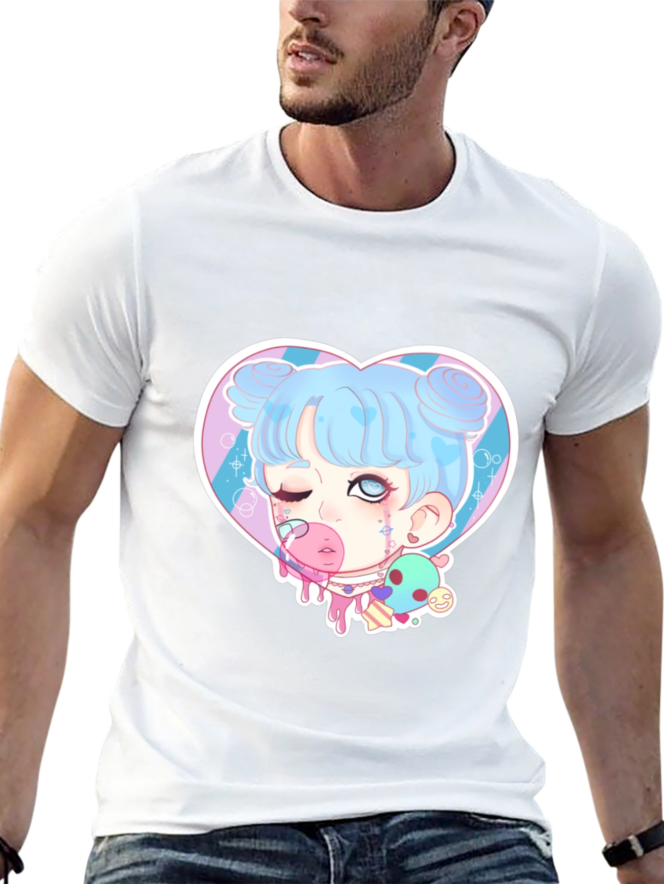 Goth Kawaii Girl Heart Graphic Tee