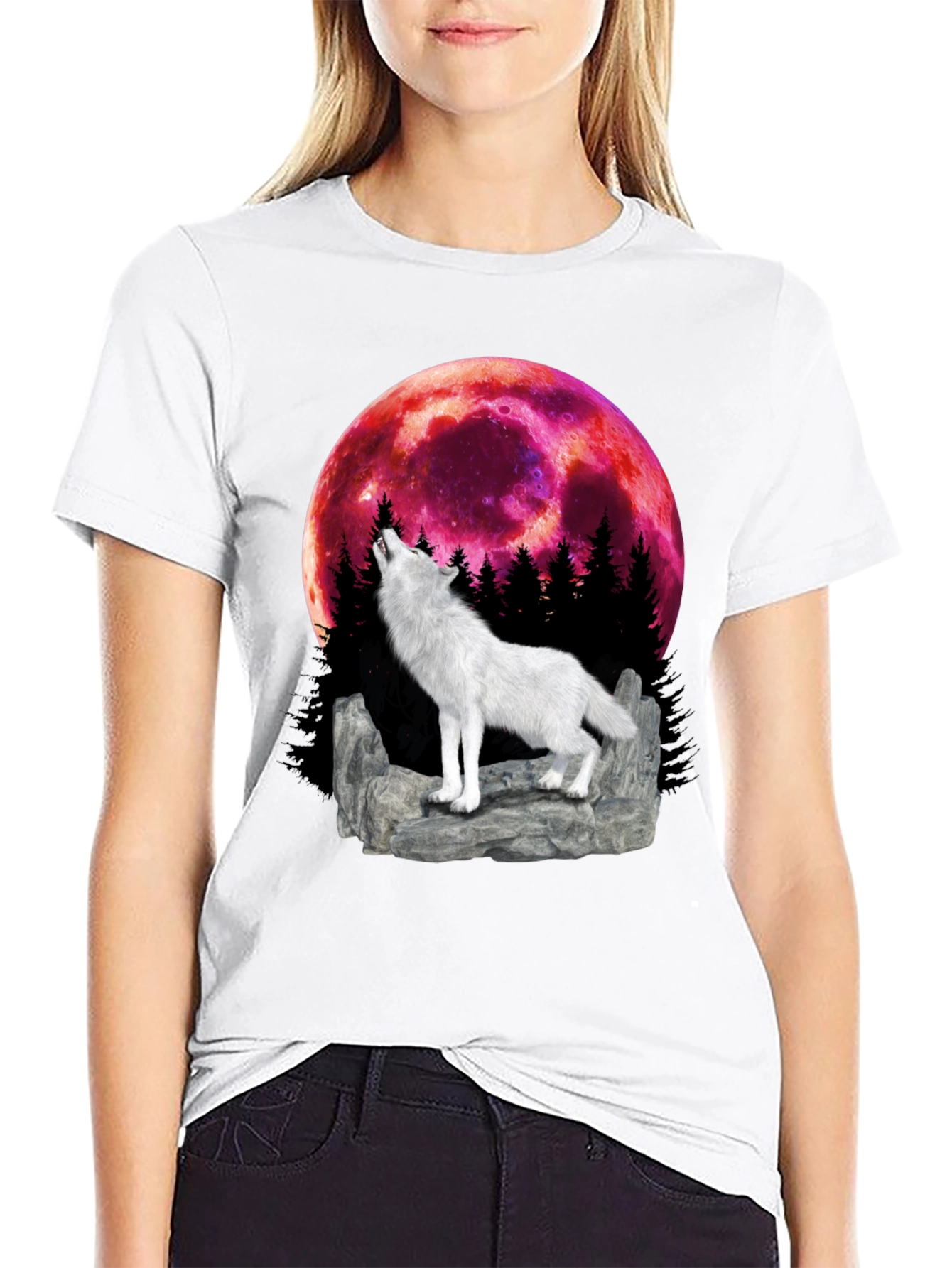 Wolf Howling at the Moon Graphic Tee