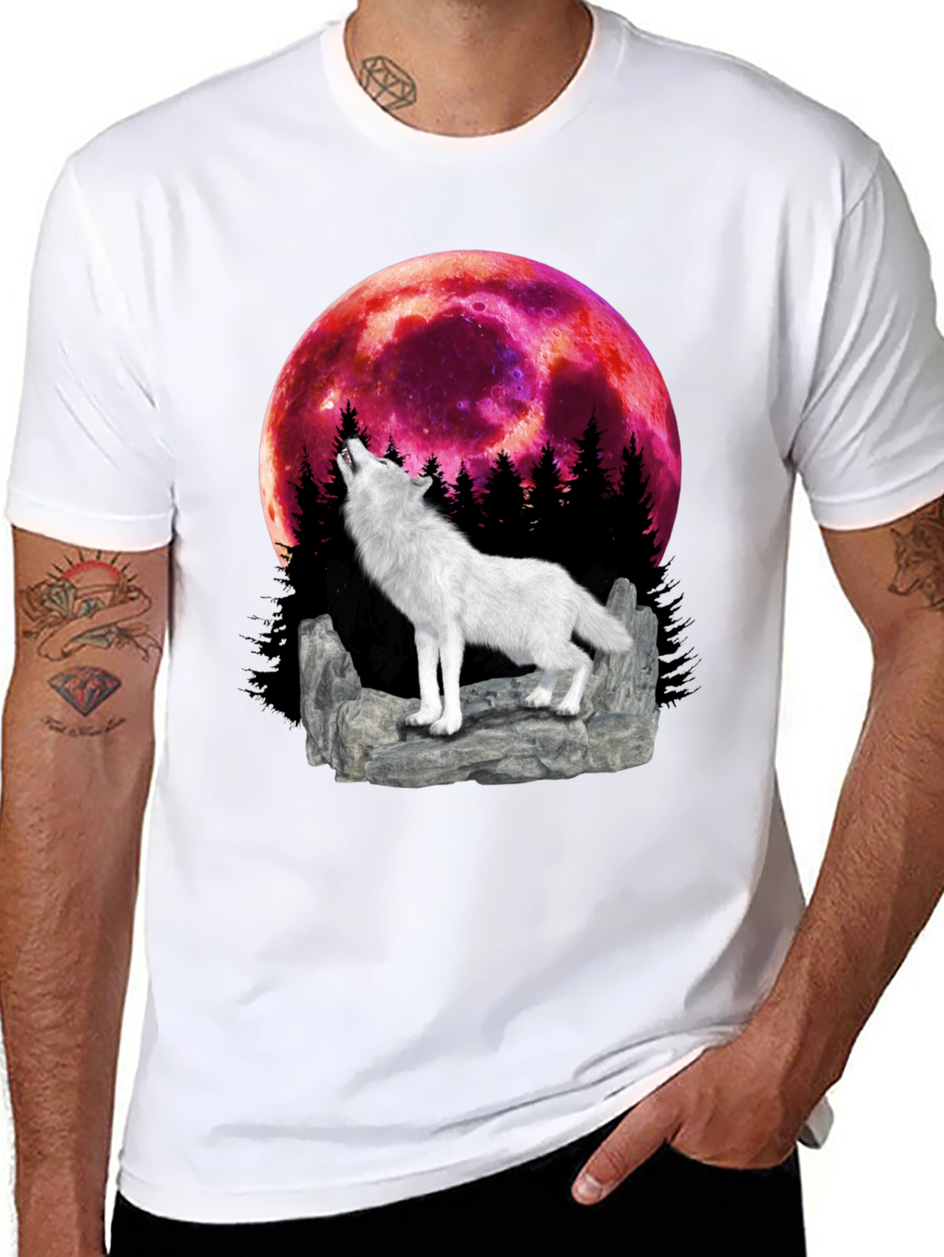 Wolf Howling at the Moon Graphic Tee