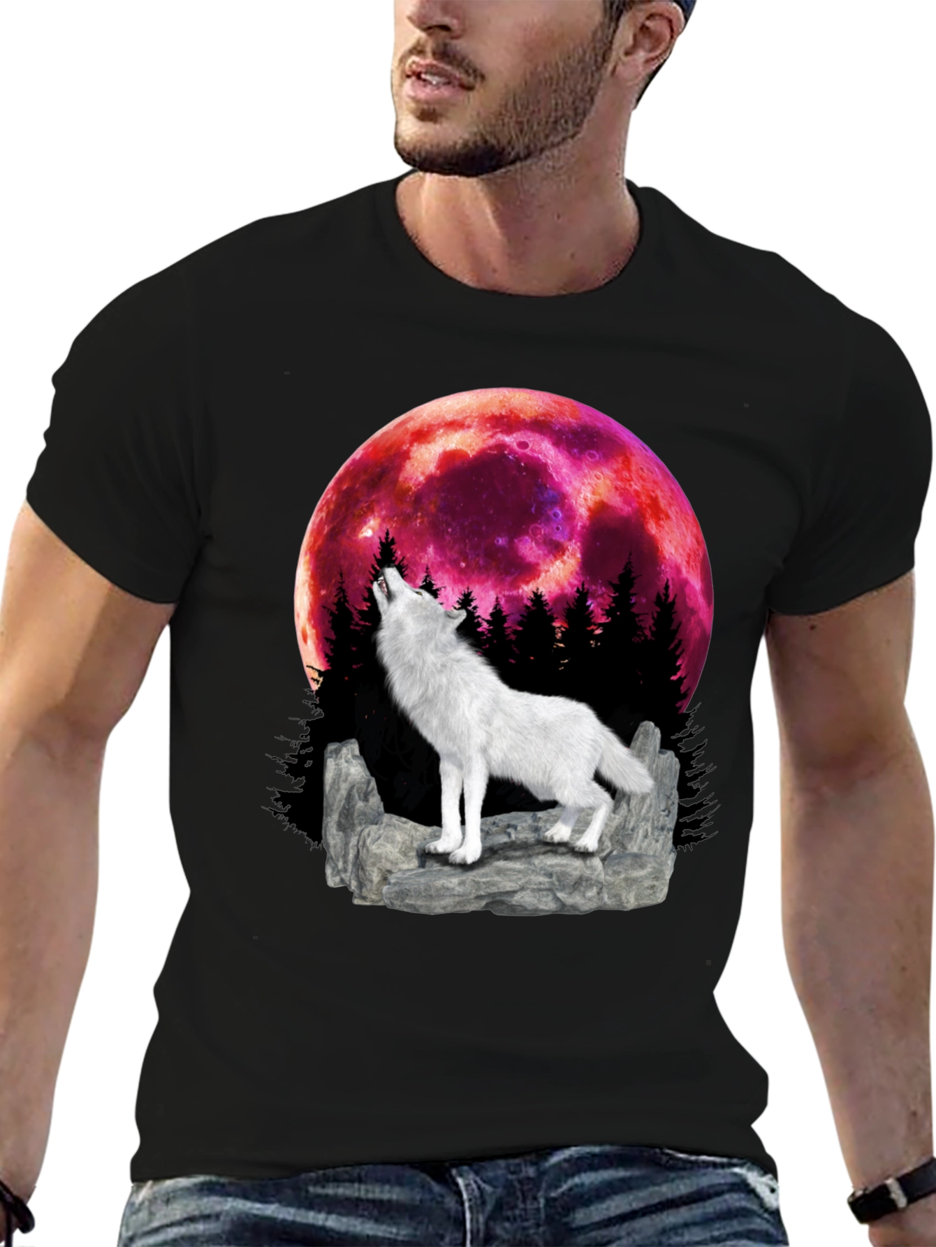Wolf Howling at the Moon Graphic Tee