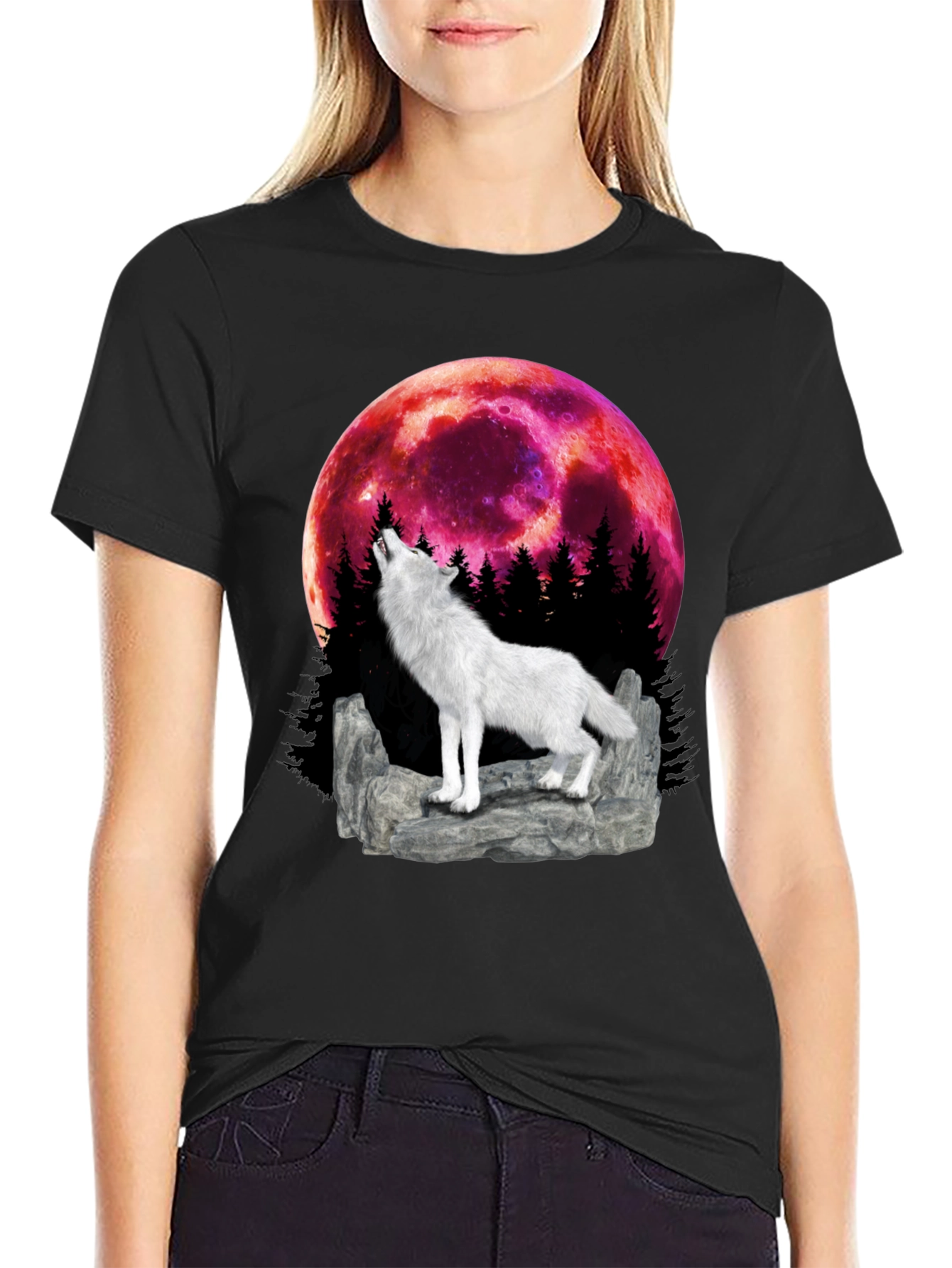 Wolf Howling at the Moon Graphic Tee