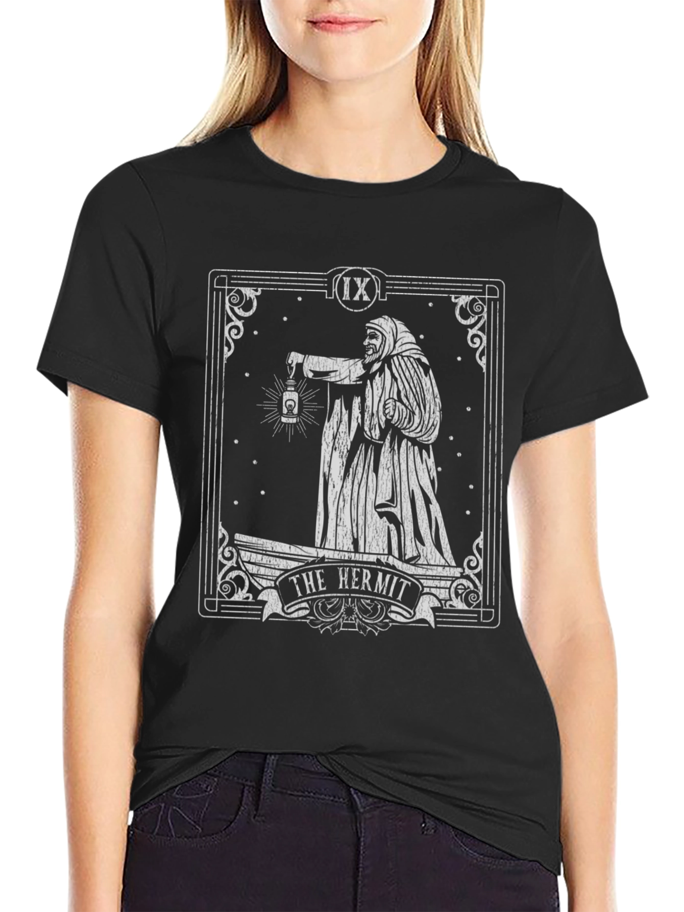 The Hermit Tarot Card T-Shirt - Gothic Style