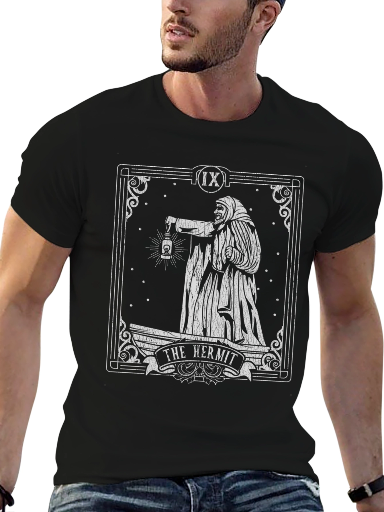 The Hermit Tarot Card T-Shirt - Gothic Style