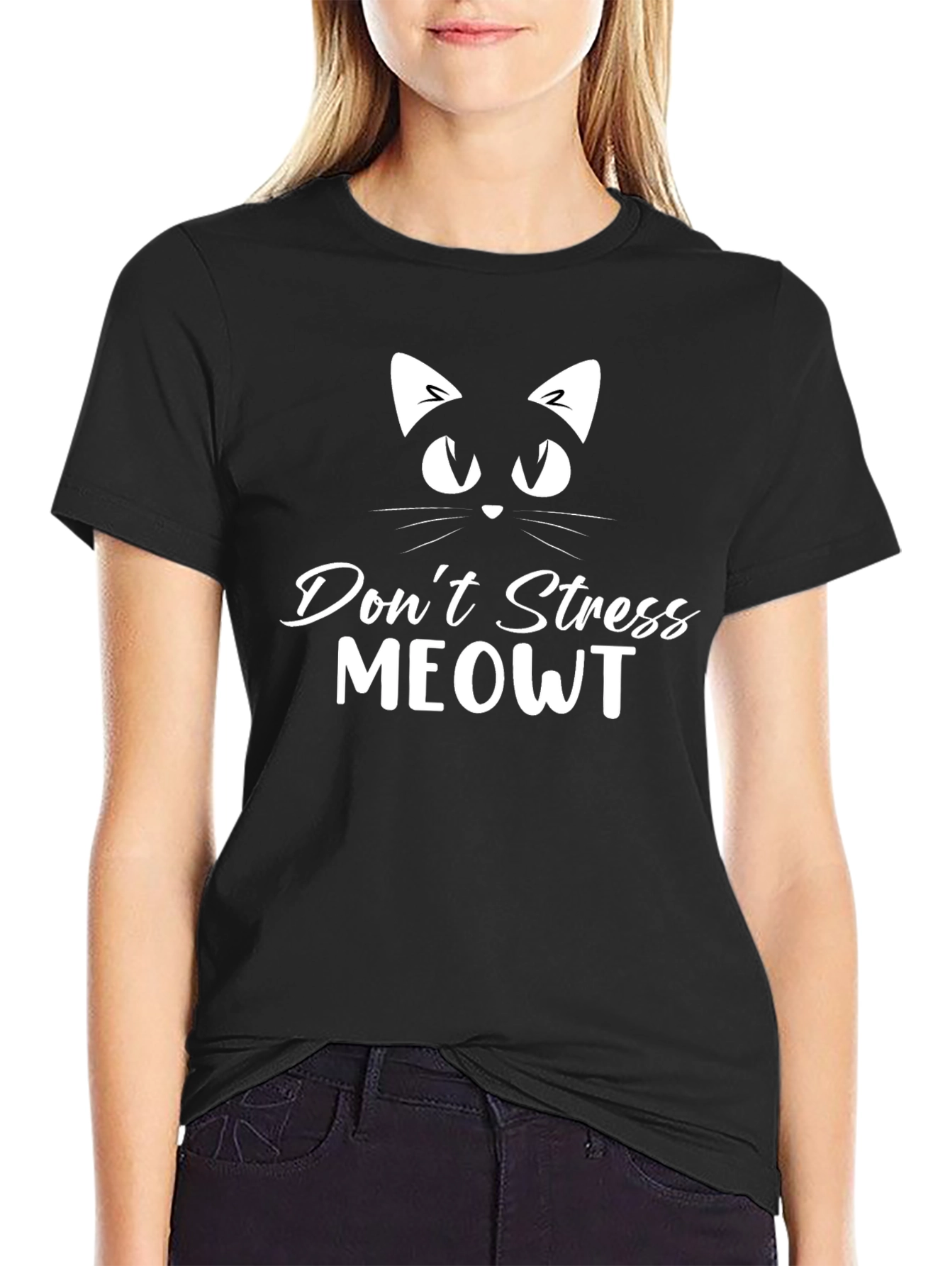Dont Stress MEOWT Black Graphic Tee