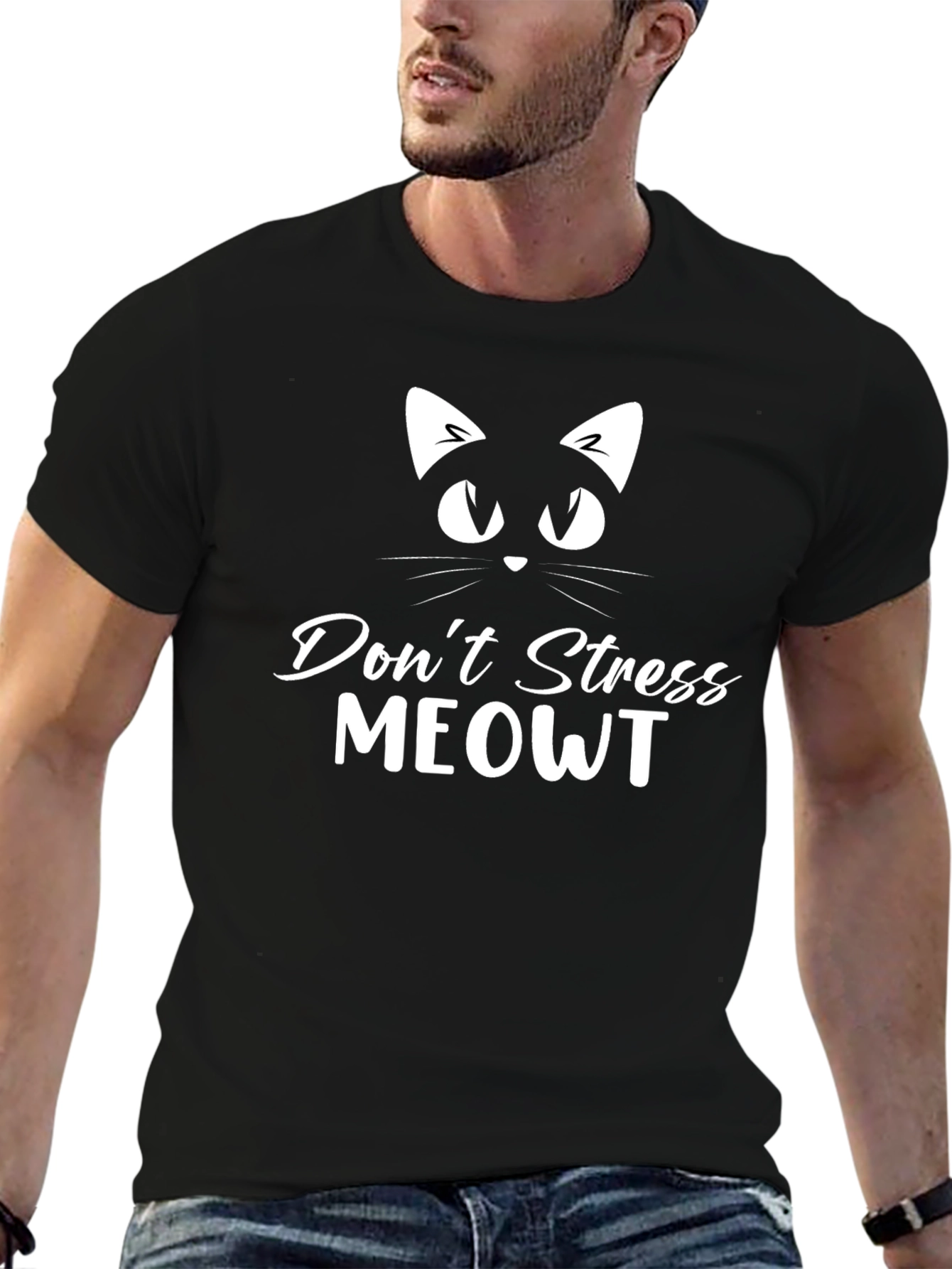 Dont Stress MEOWT Black Graphic Tee
