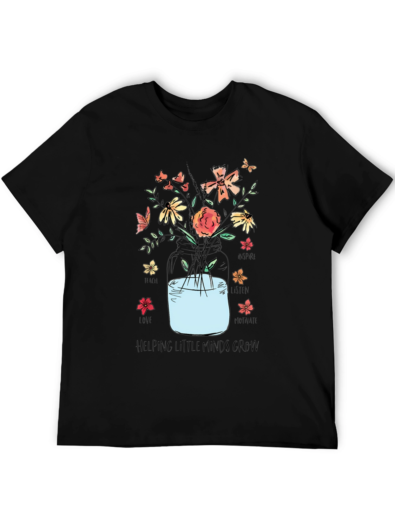 Floral Teacher Shirt - Helping Little Minds Grow