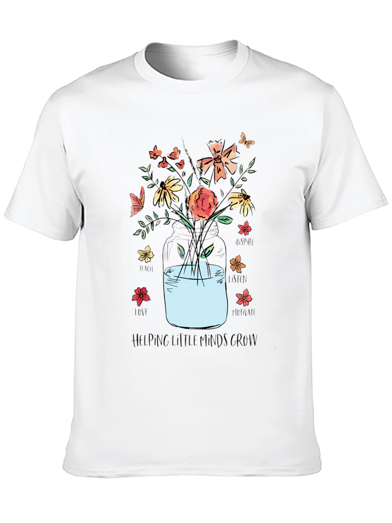 Floral Teacher Shirt - Helping Little Minds Grow