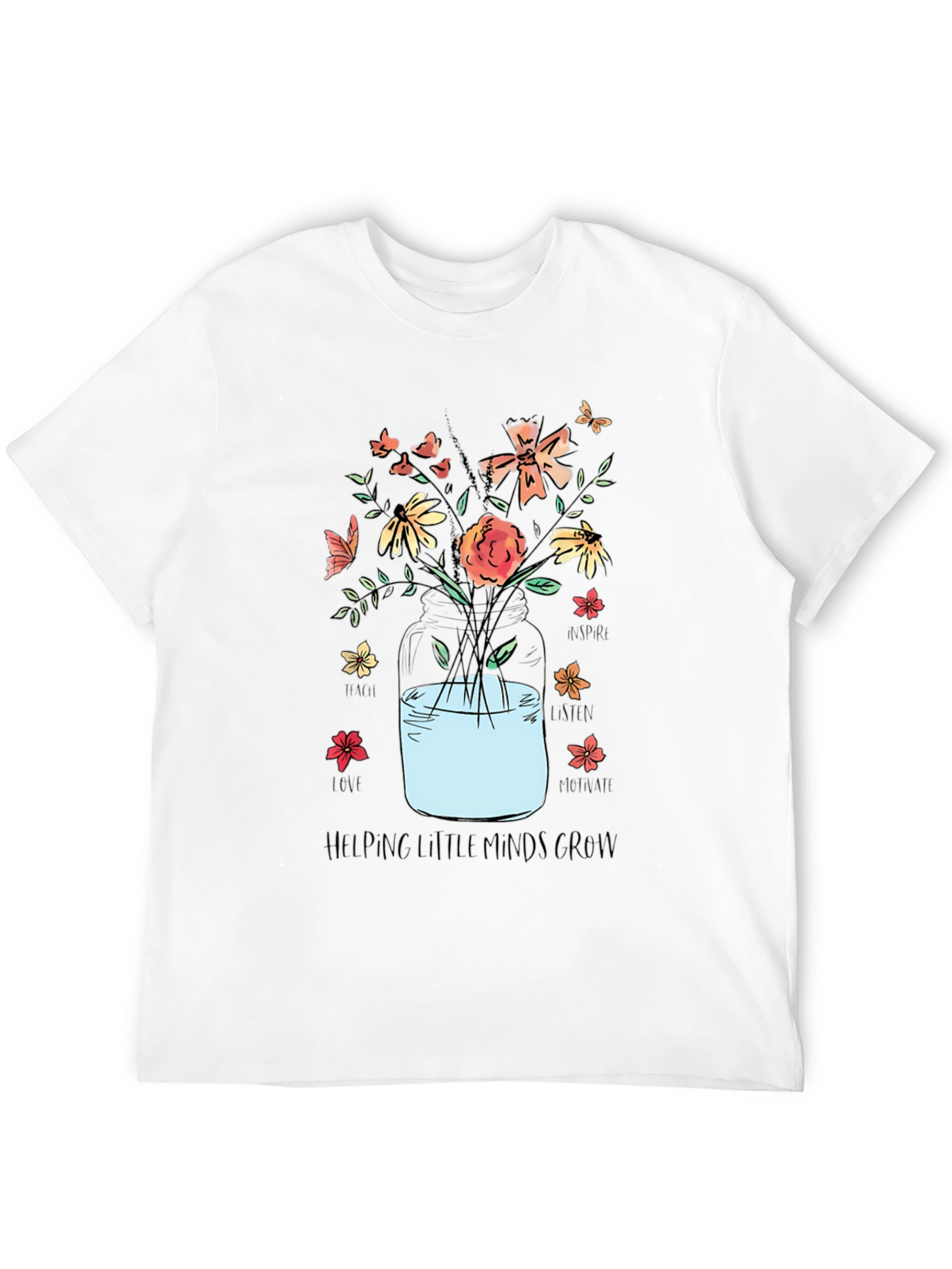 Floral Teacher Shirt - Helping Little Minds Grow