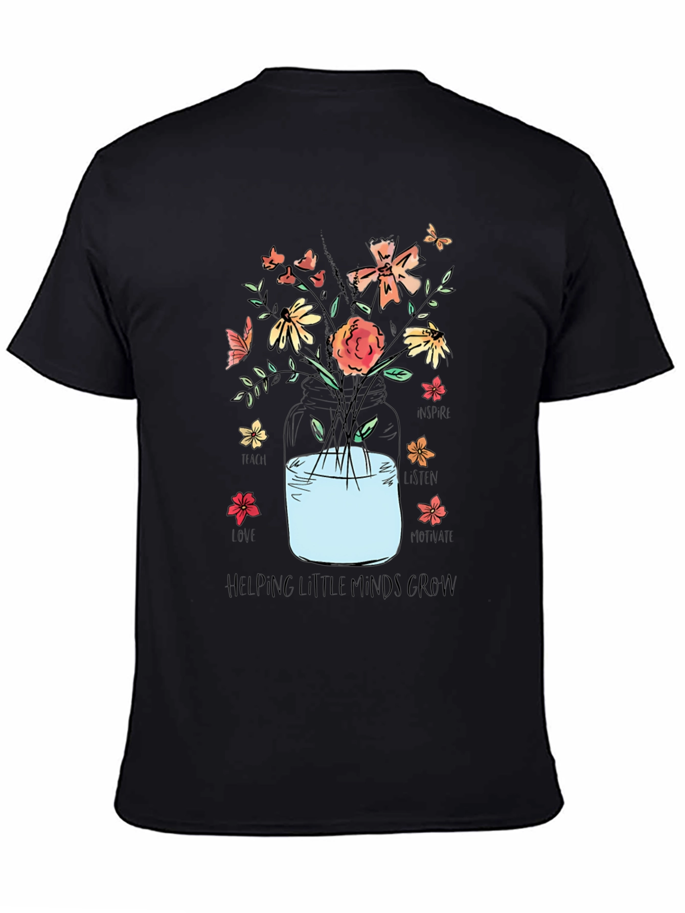 Floral Teacher Shirt - Helping Little Minds Grow