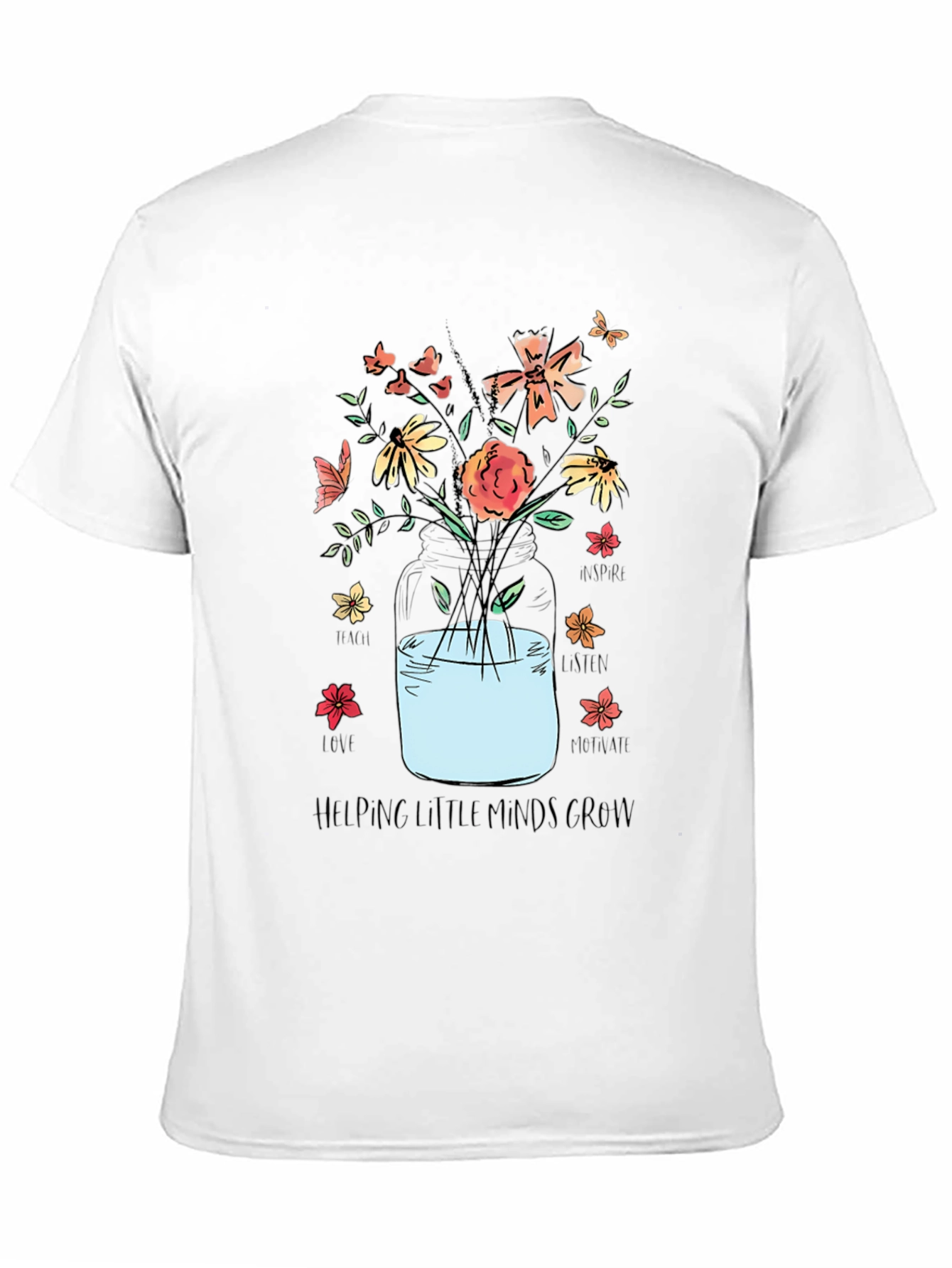 Floral Teacher Shirt - Helping Little Minds Grow
