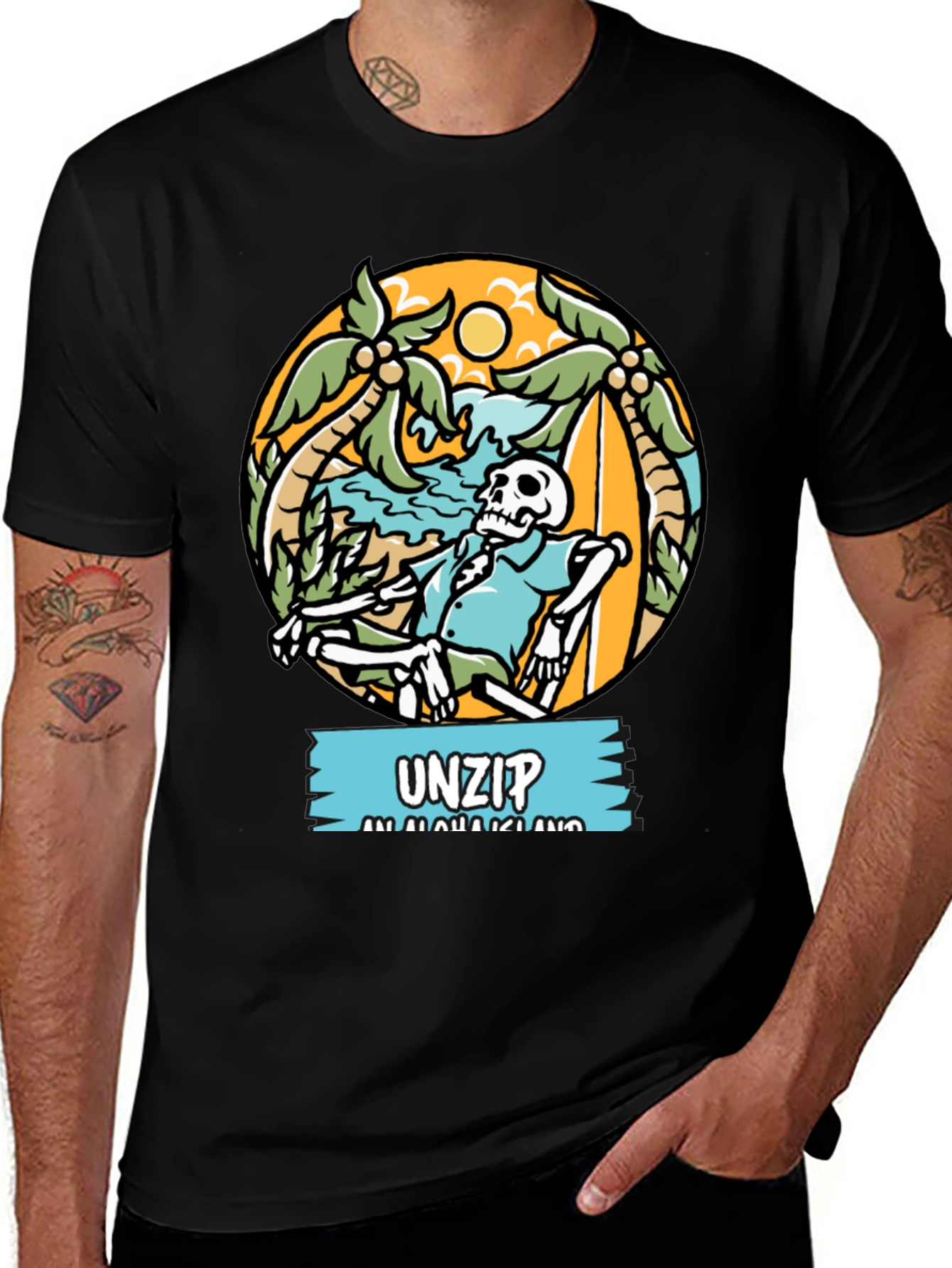 Unzip Aloha Island Graphic T-Shirt