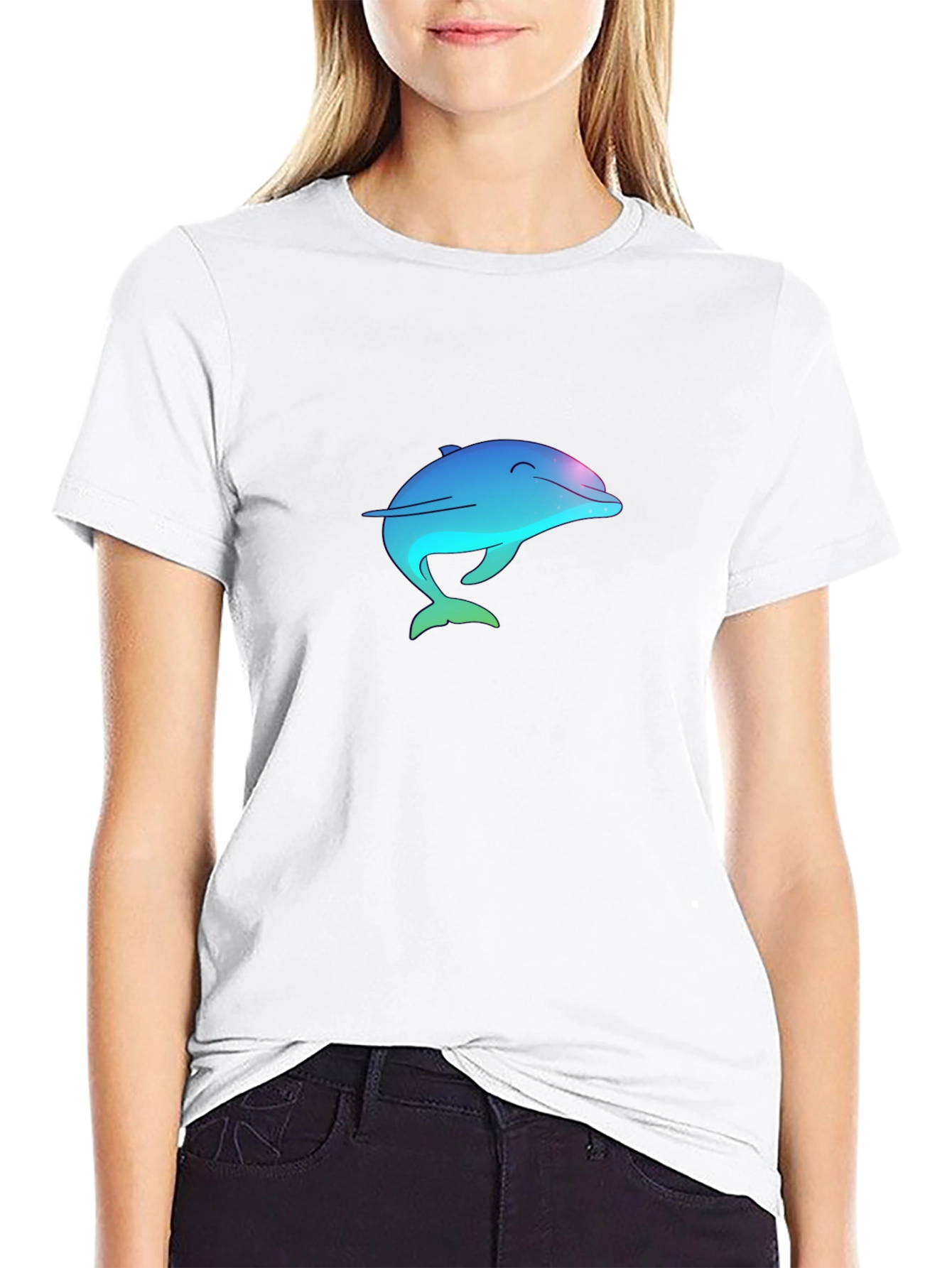 Dolphin Graphic Tee - Black Cotton Blend