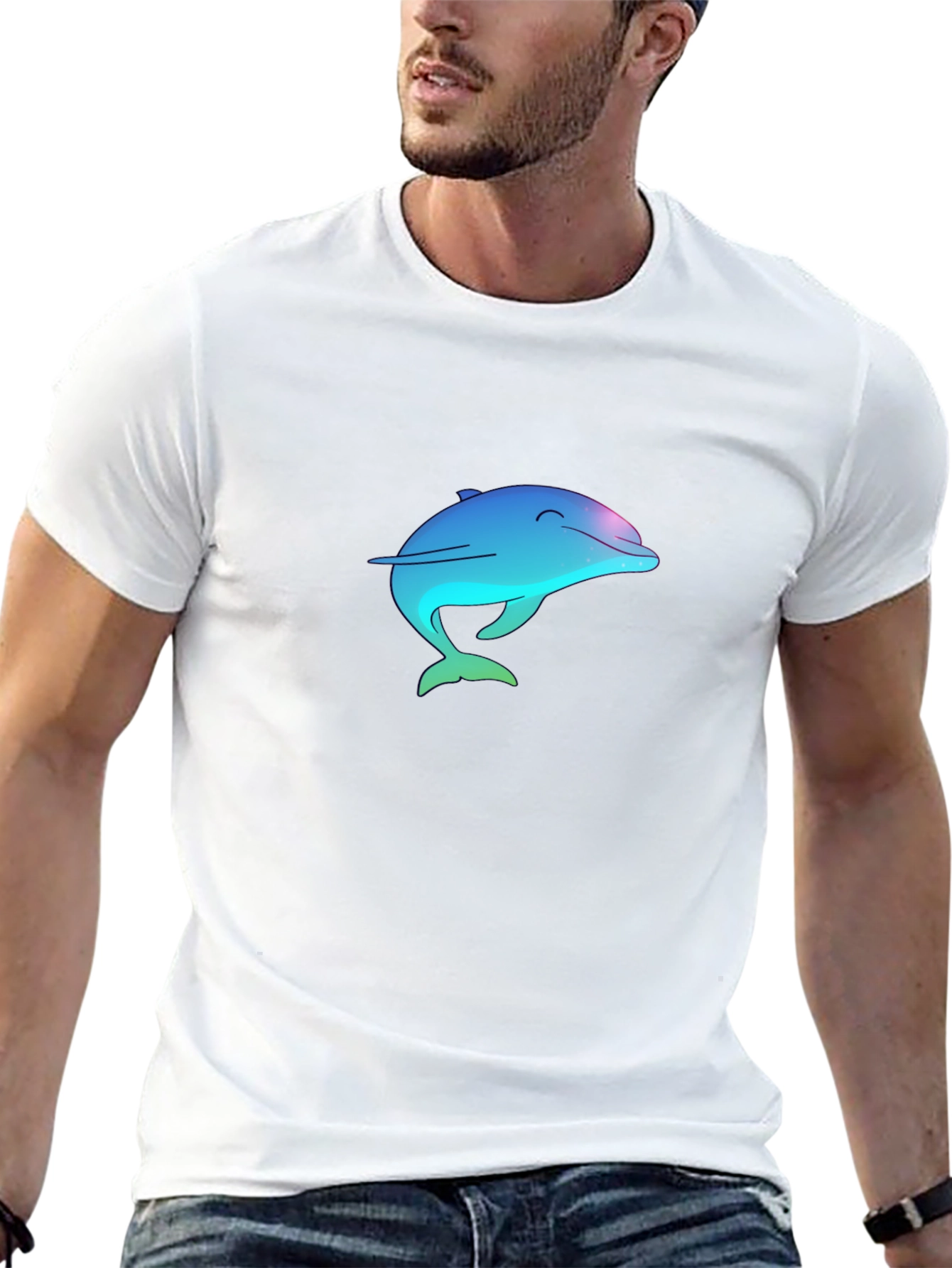 Dolphin Graphic Tee - Black Cotton Blend