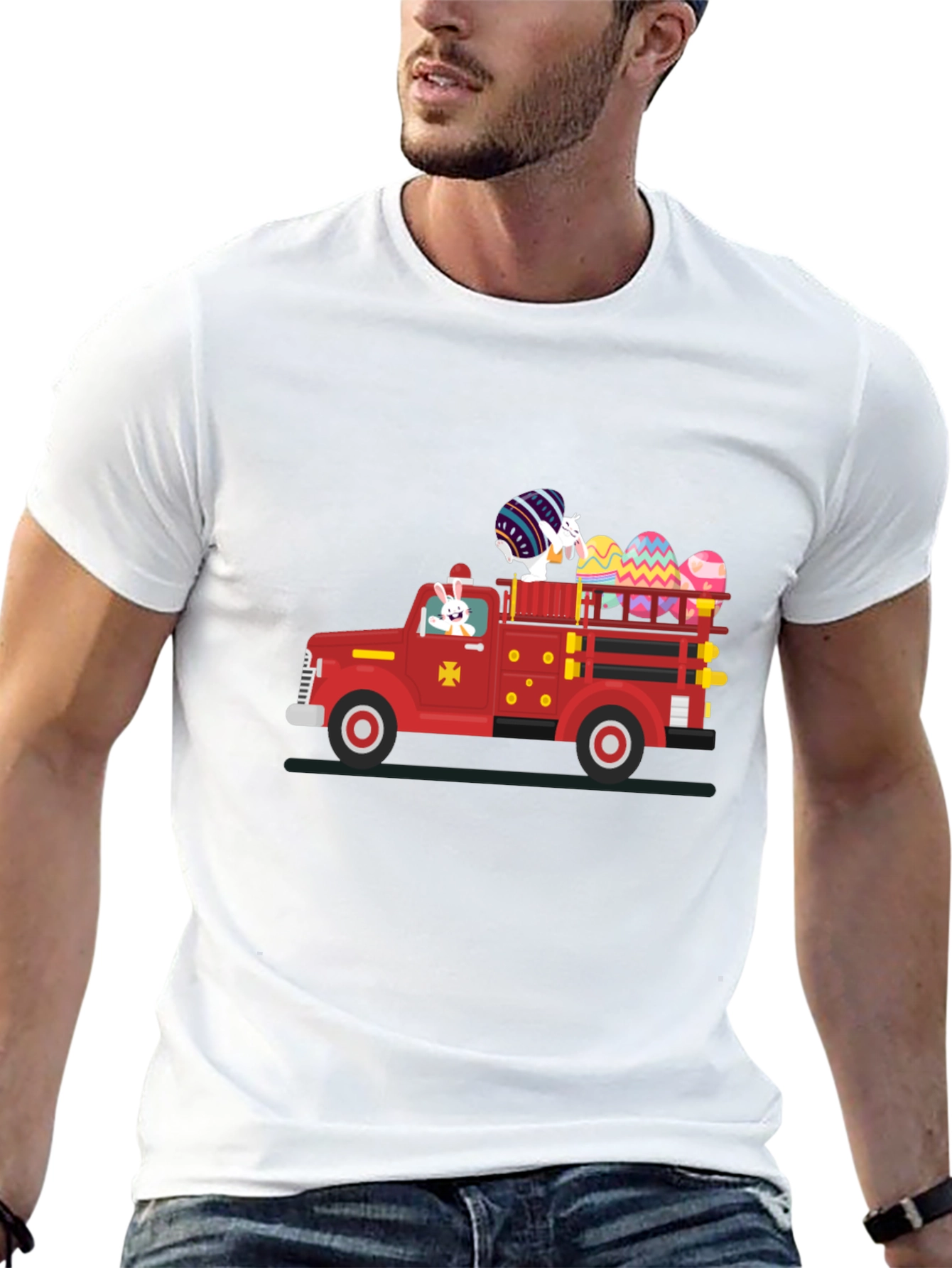 Easter Bunny Fire Truck T-Shirt