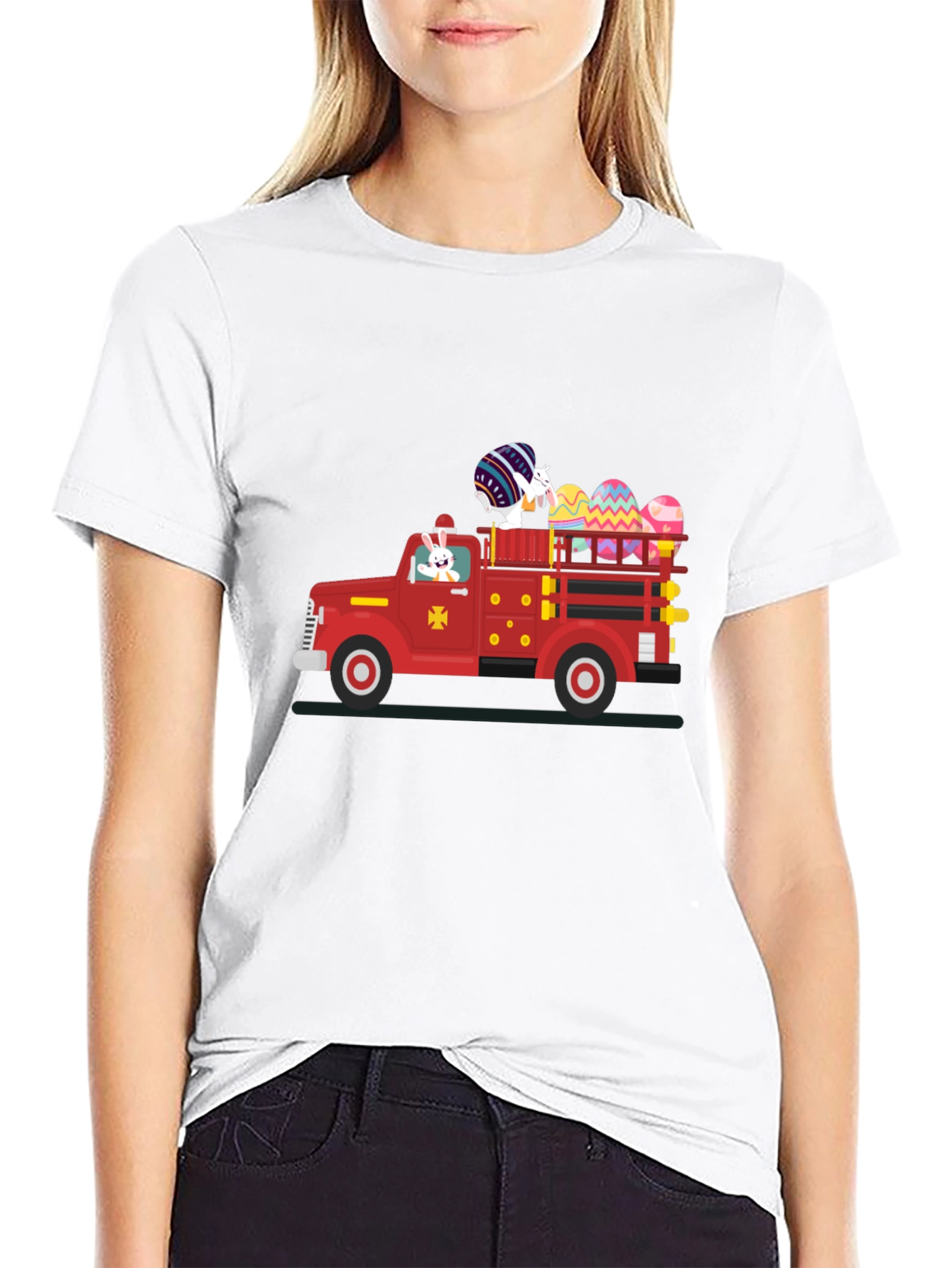 Easter Bunny Fire Truck T-Shirt