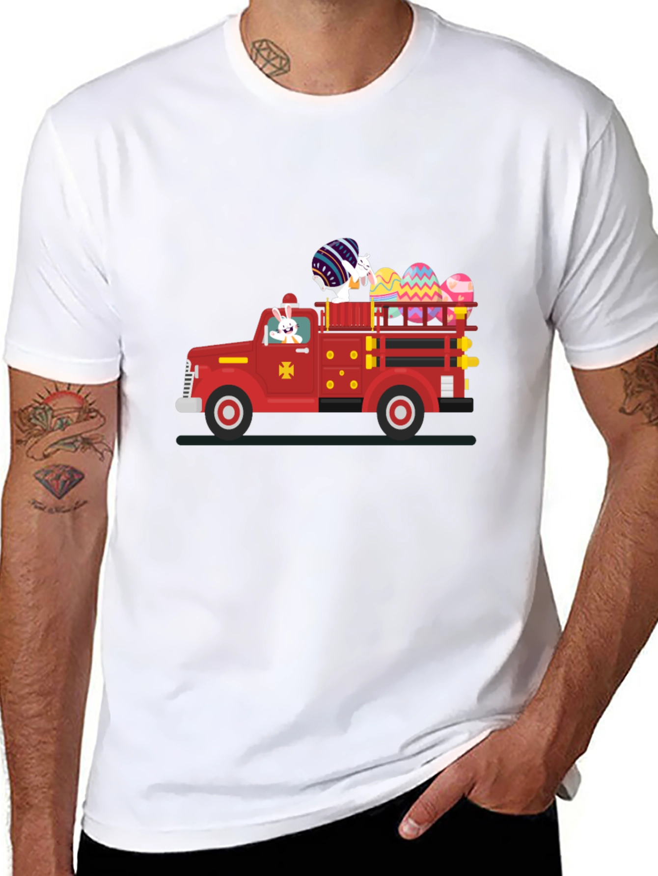 Easter Bunny Fire Truck T-Shirt