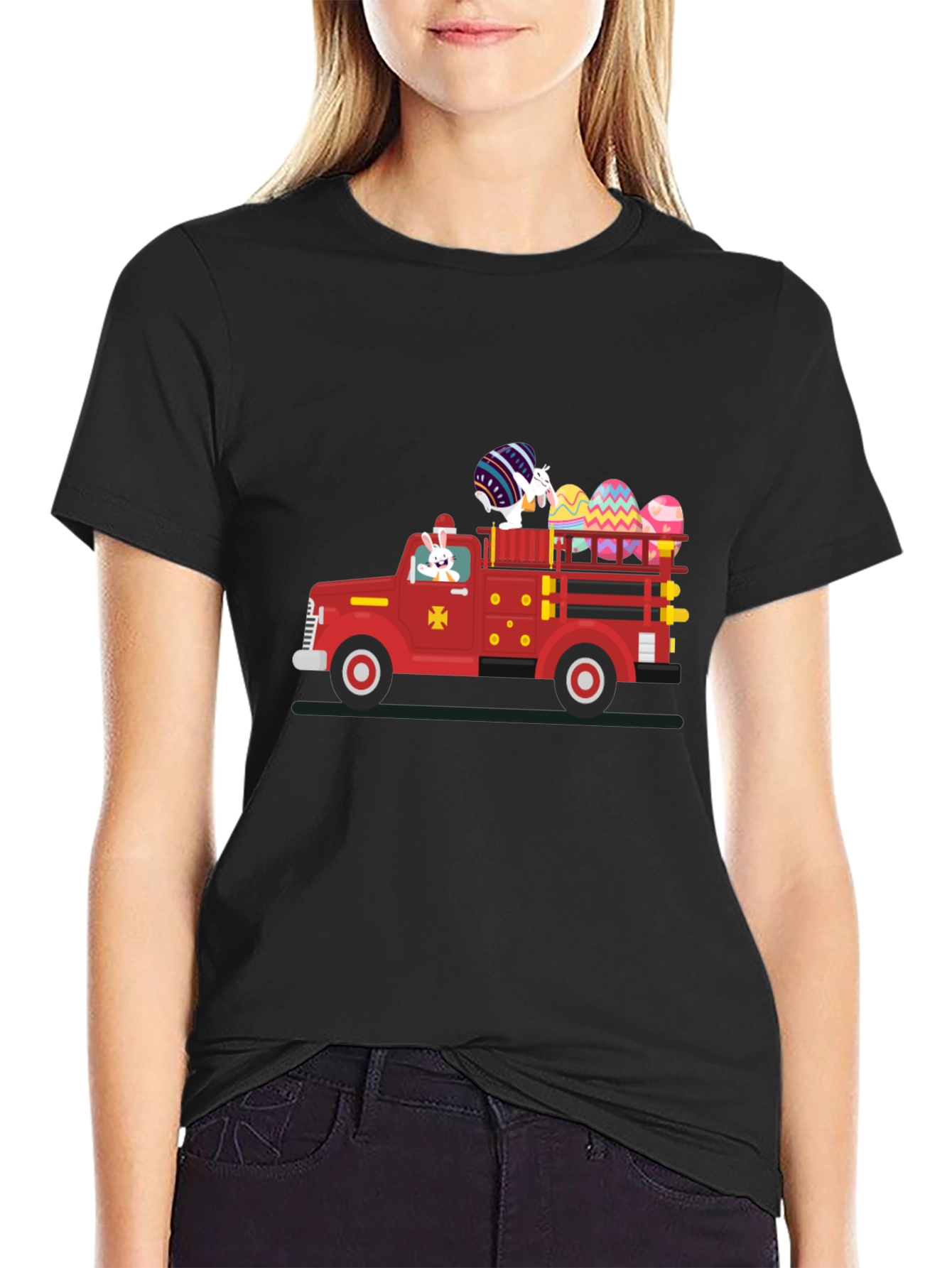 Easter Bunny Fire Truck T-Shirt