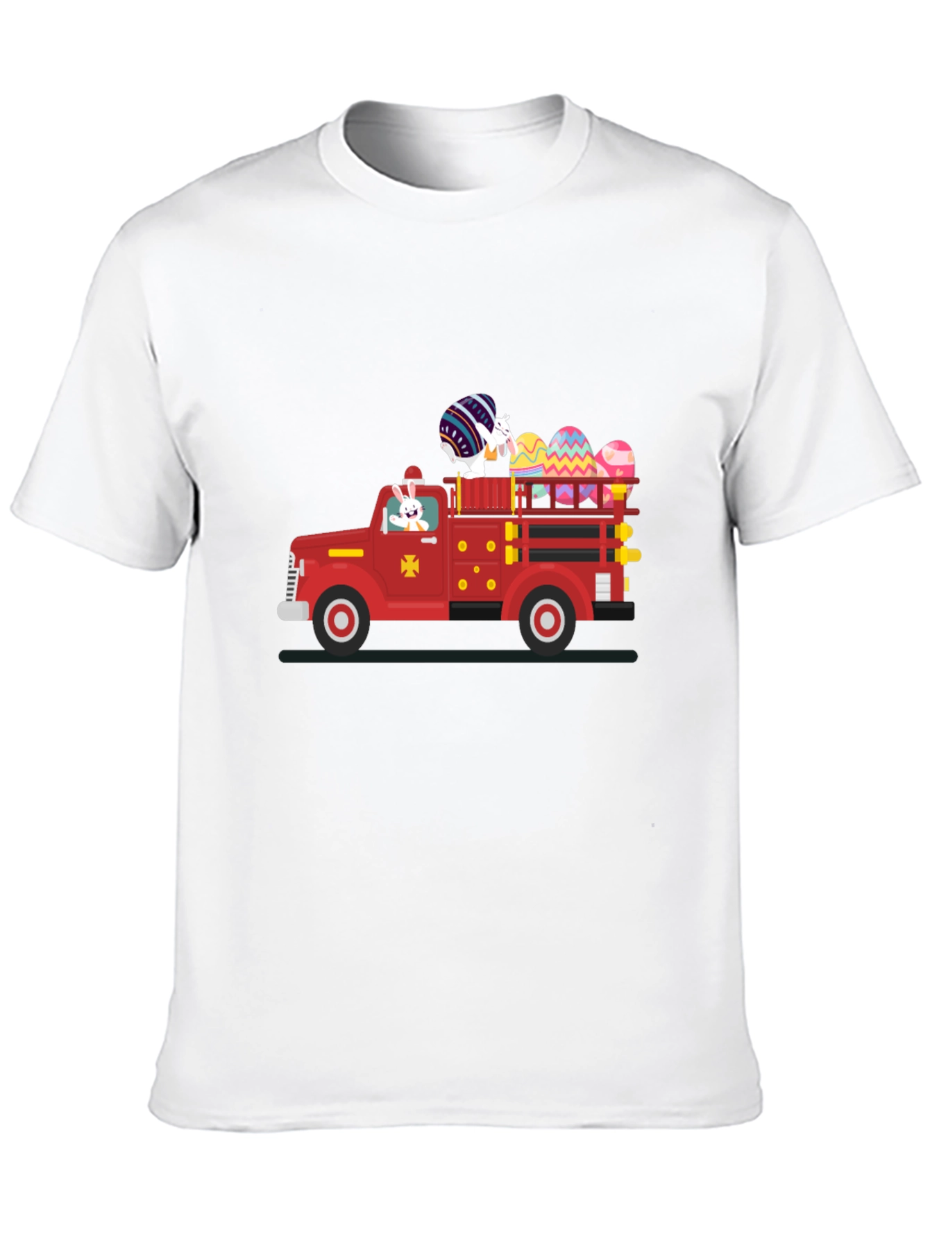 Easter Bunny Fire Truck T-Shirt