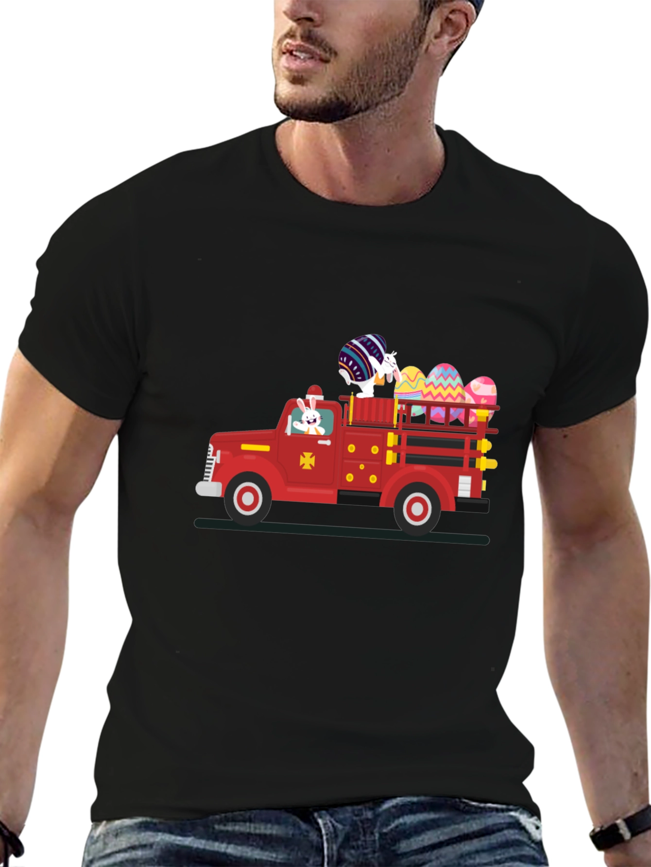 Easter Bunny Fire Truck T-Shirt