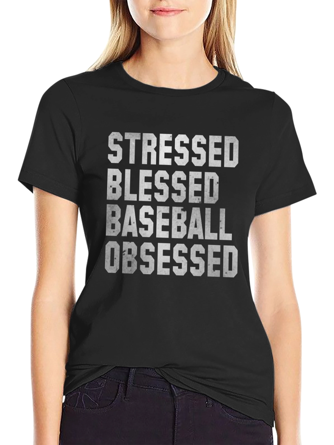 Stressed Blessed Baseball Obsessed Tee