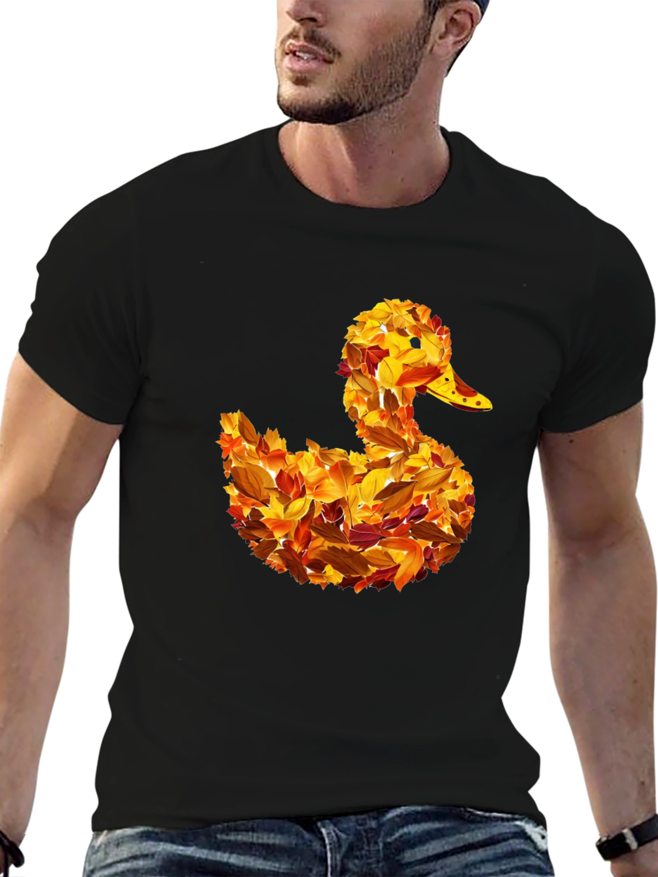 Autumn Leaf Duck Graphic T-Shirt