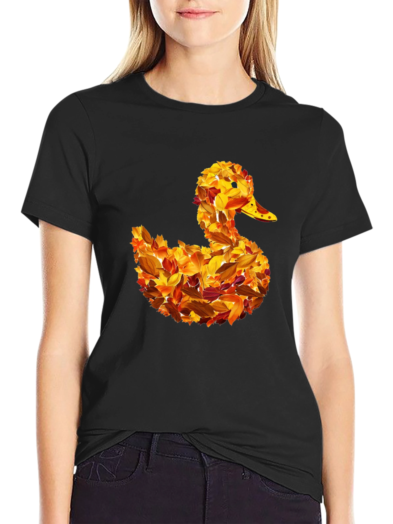 Autumn Leaf Duck Graphic T-Shirt