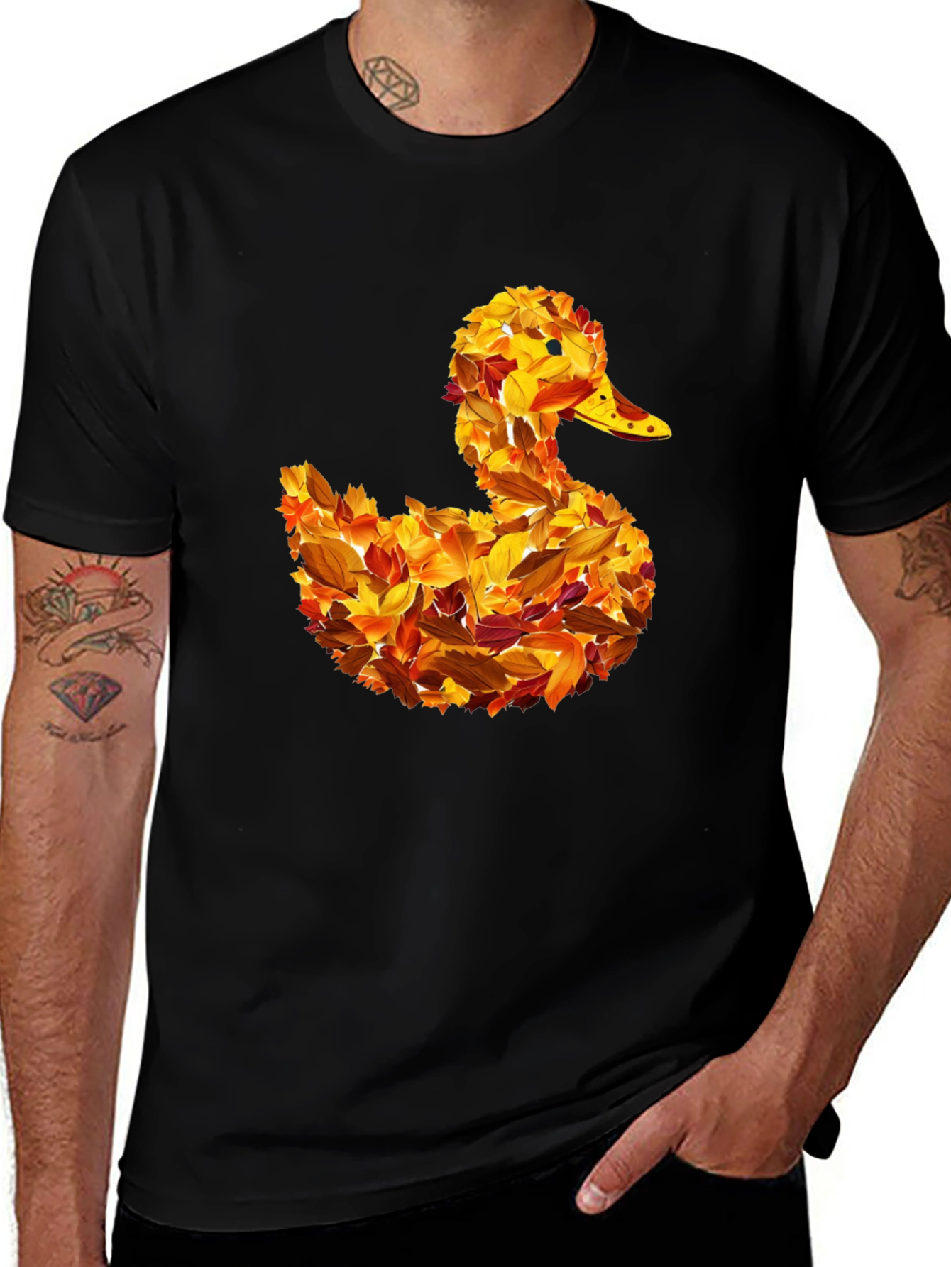 Autumn Leaf Duck Graphic T-Shirt