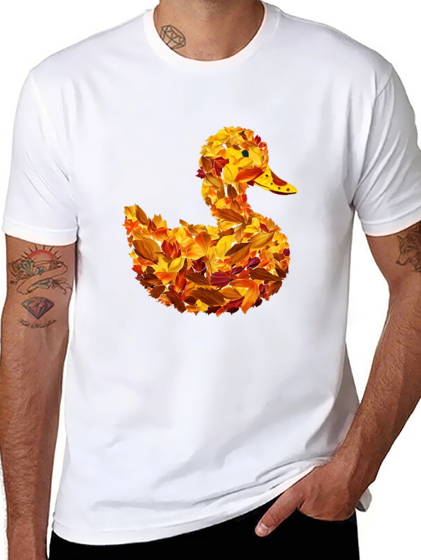Autumn Leaf Duck Graphic T-Shirt