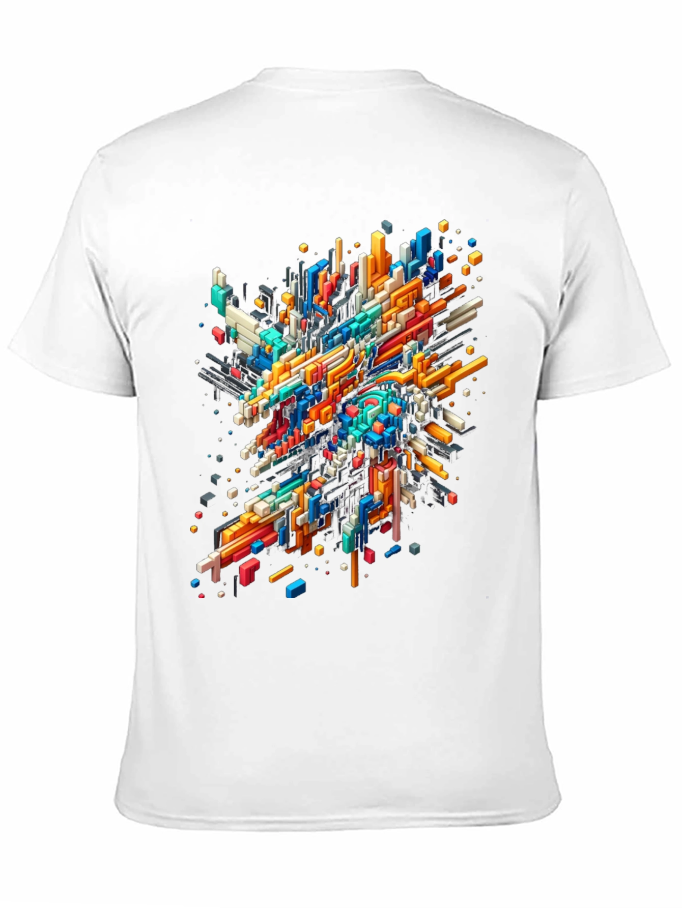 Abstract Geometric T-Shirt - Vibrant Pixel Art Design