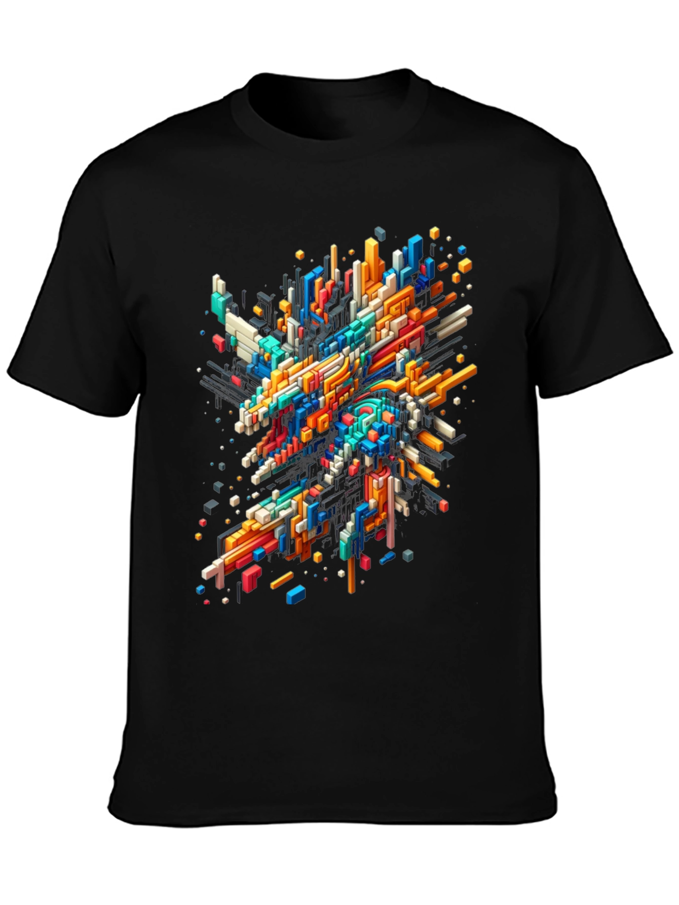 Abstract Geometric T-Shirt - Vibrant Pixel Art Design