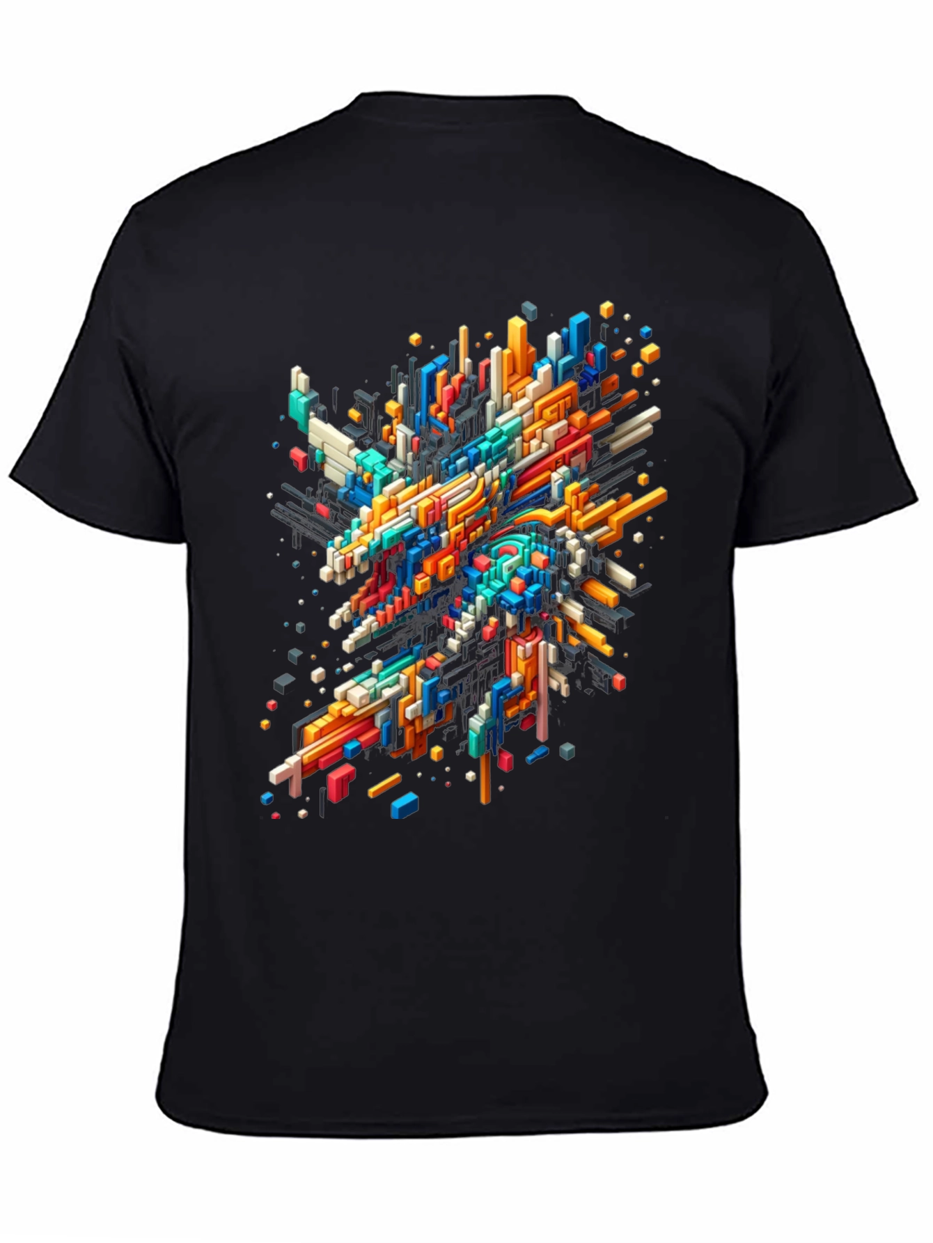 Abstract Geometric T-Shirt - Vibrant Pixel Art Design