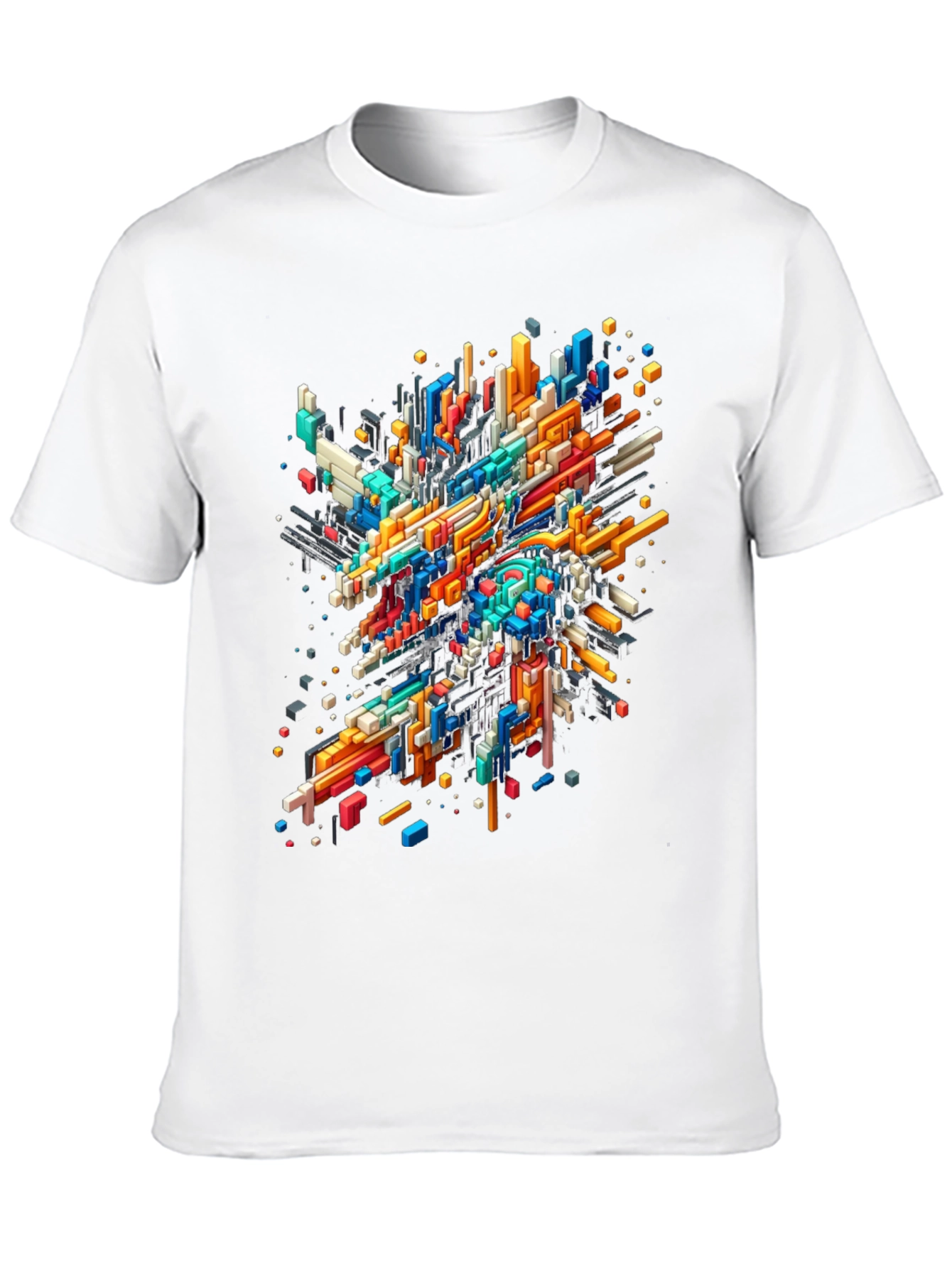 Abstract Geometric T-Shirt - Vibrant Pixel Art Design