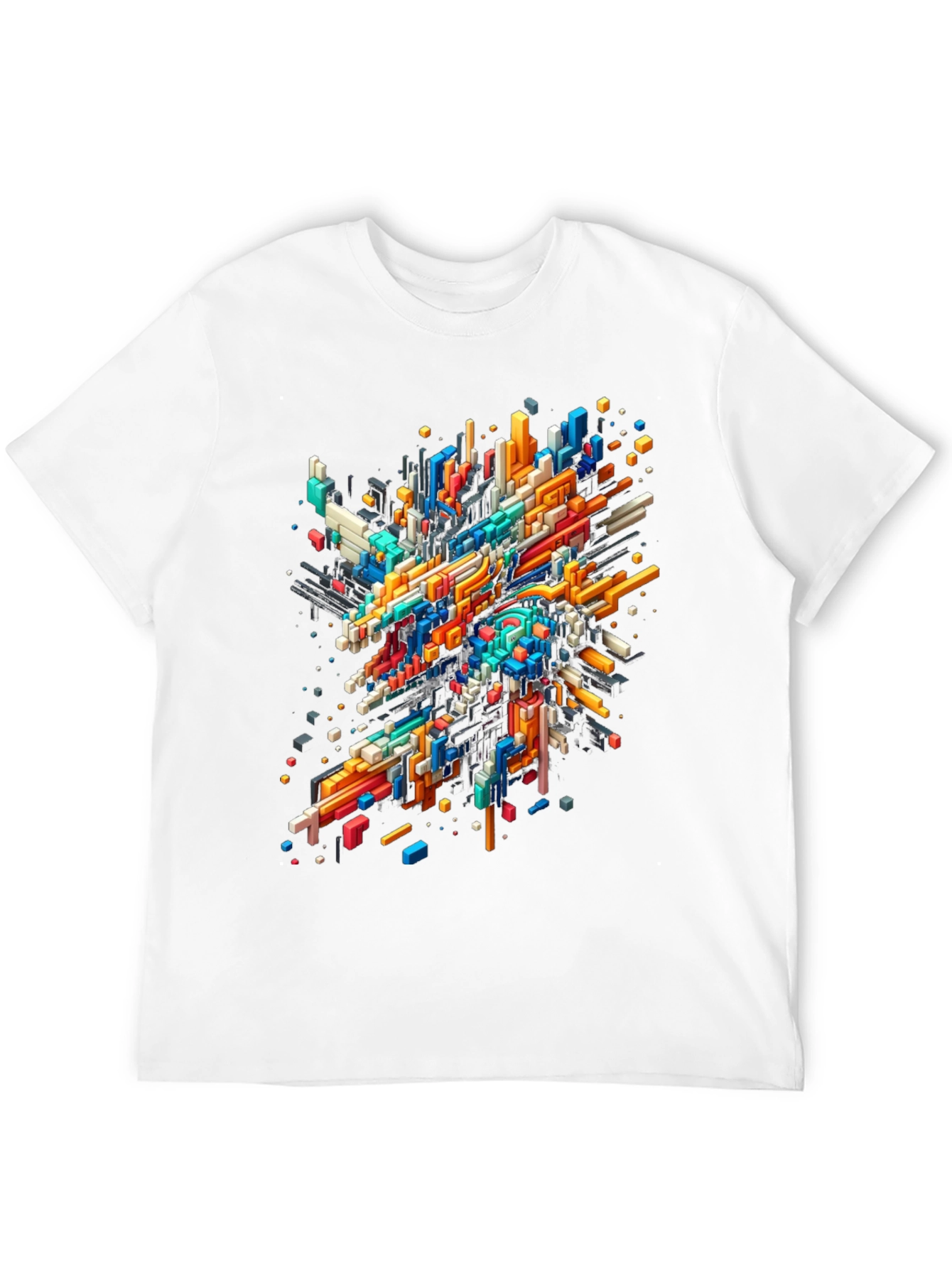 Abstract Geometric T-Shirt - Vibrant Pixel Art Design