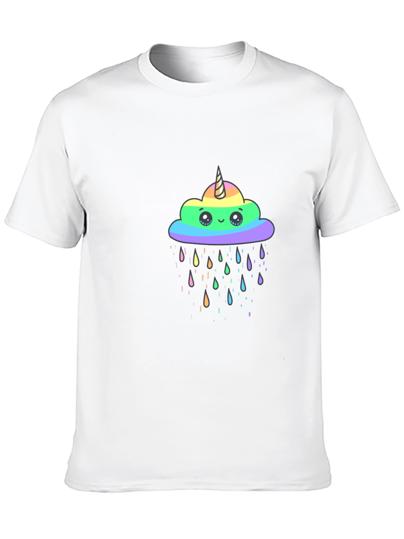 Rainbow Unicorn Cloud Black T-Shirt